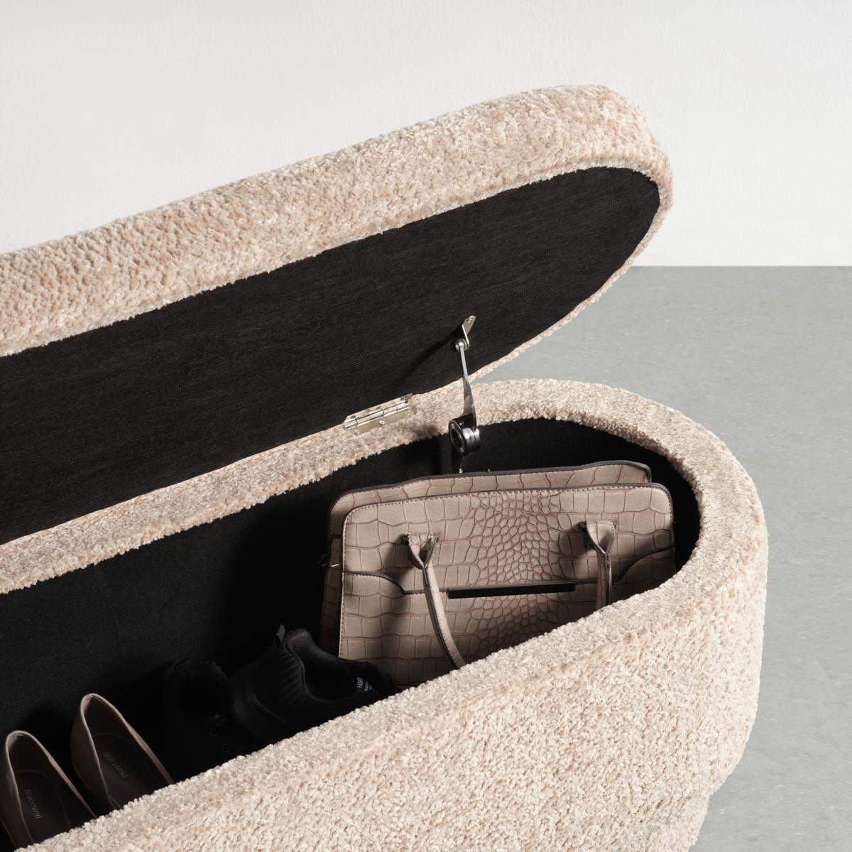 Sedací lavice s úložným prostorem - šedohnědá, Moderní, kompozitní dřevo/textil (100/43/42cm) - Premium Living