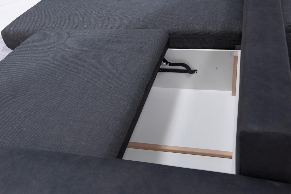 Ecksofa Larnaca, Anthrazit Schenkel: 177x269 Cm - Chromfarben/Anthrazit, Design, Textil (177/269cm) - Livetastic