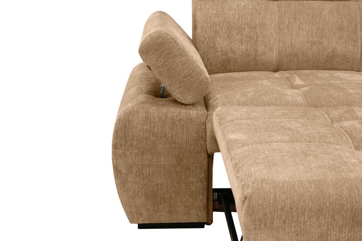 Rohová sedačka VEGAS, pravá, béžovohnedá ženilka - béžovohnedá/čierna, Design, drevo/textil (294/173cm)