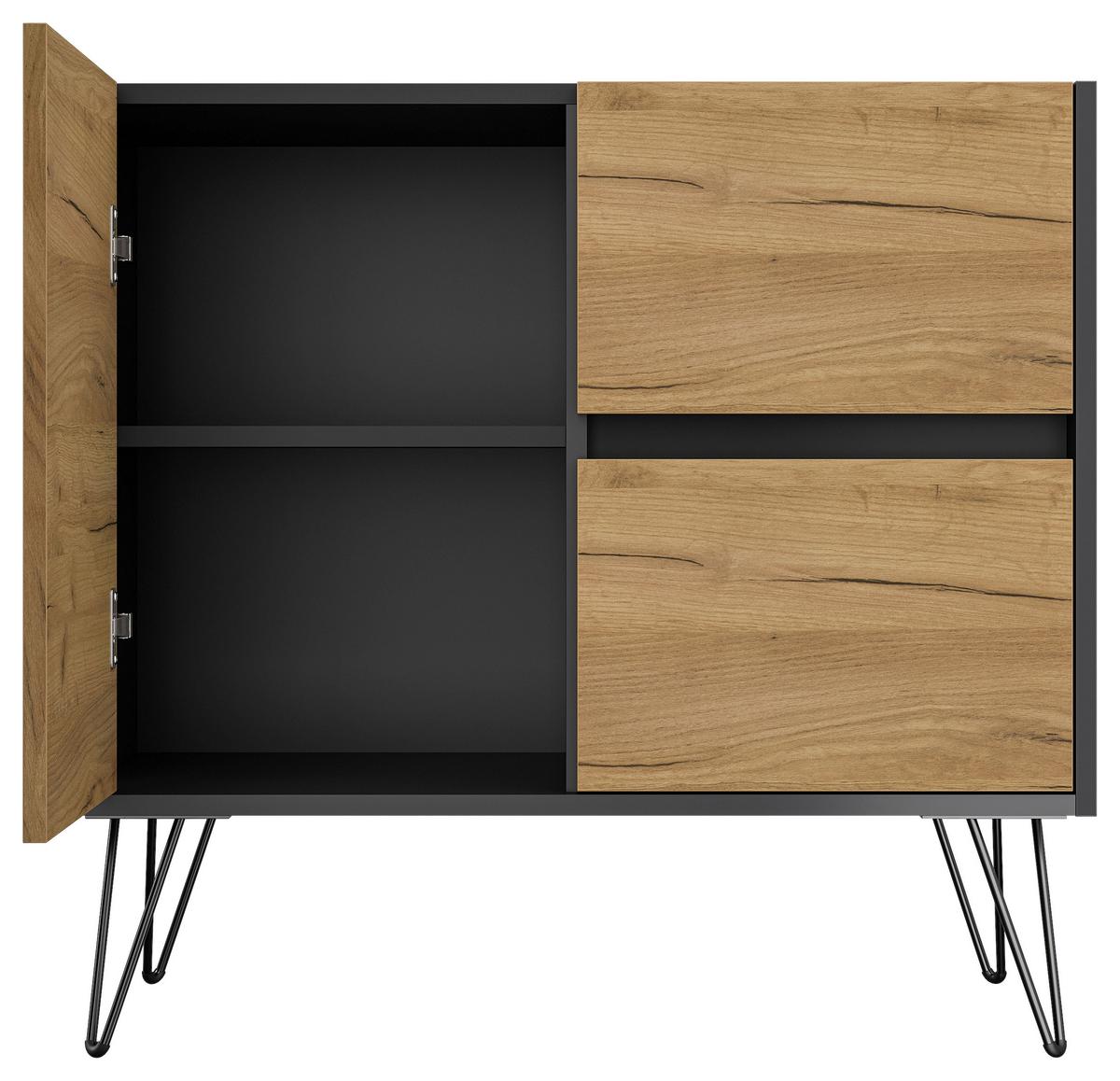 Sideboard Posseik Industrial Eichefarben/Graphit B: 79 cm - Eichefarben/Schwarz, Design, Holzwerkstoff (79/75,8/42cm) - P & B
