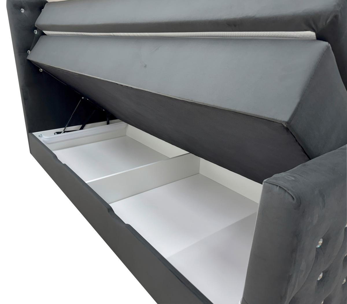 Boxspringbett Elza Schwarz, Lf: 180x200 cm - Schwarz, MODERN, Textil (180/200cm) - Livetastic