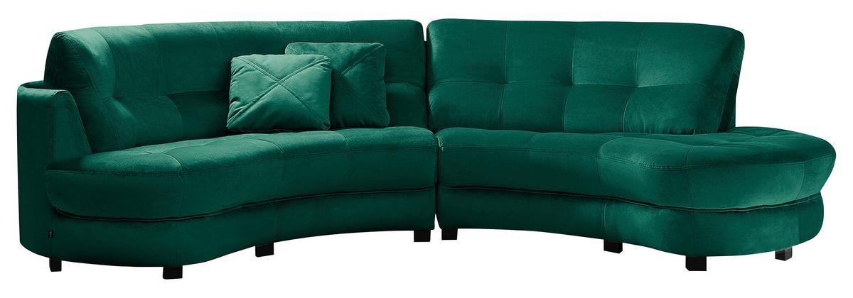 Ecksofa Bretania Dunkelgrün S: 300x113 cm - Dunkelgrün/Schwarz, Design, Textil (300/113cm) - Livetastic