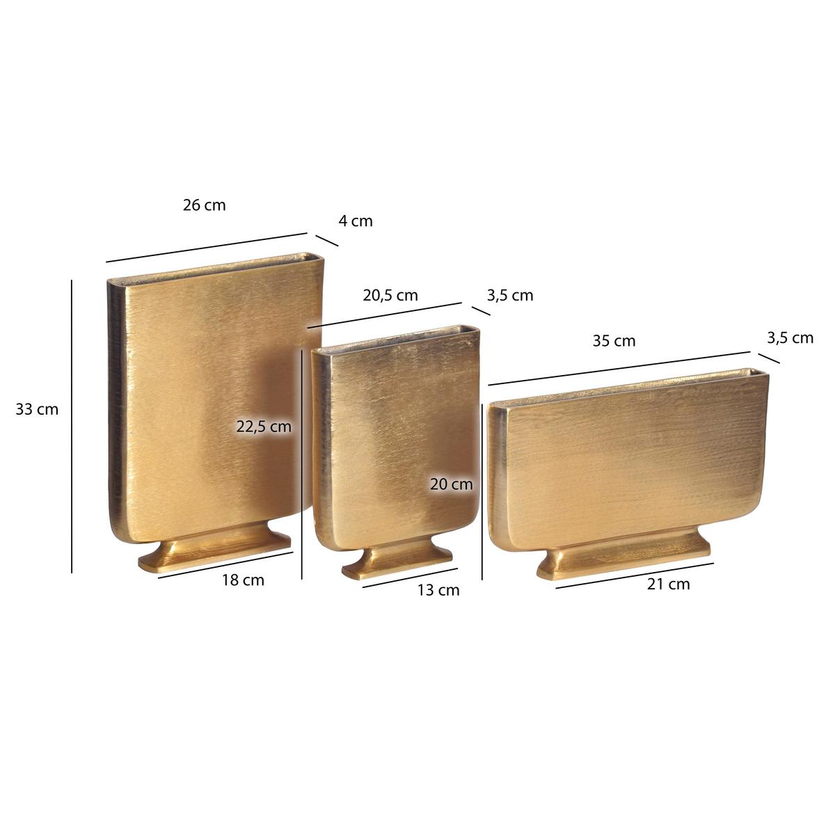 Dekovase 3er Set Gold Goldfarben B:26cm - Goldfarben, Design, Metall (26/33/4cm) - Livetastic