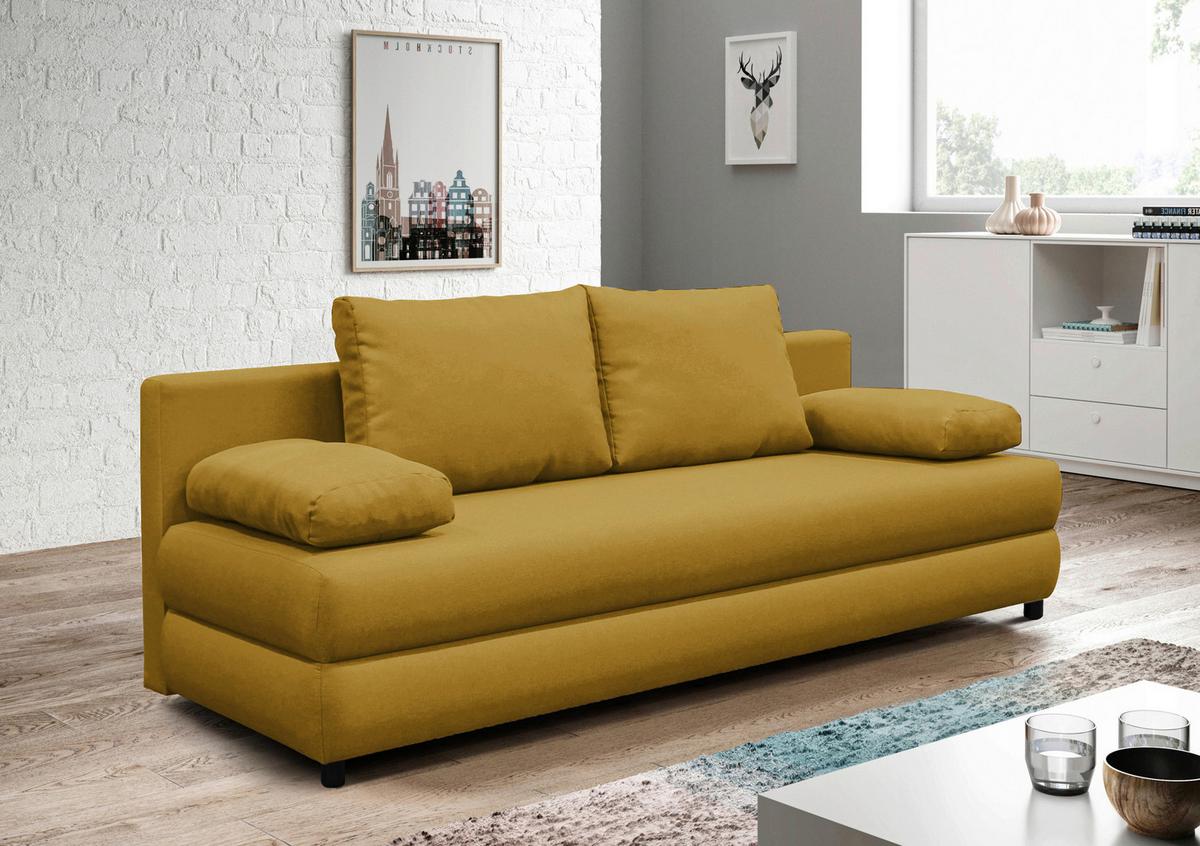 Schlafsofa Mela Gelb B: 200 Cm - Gelb/Schwarz, Design, Textil (200/88/87cm) - P & B