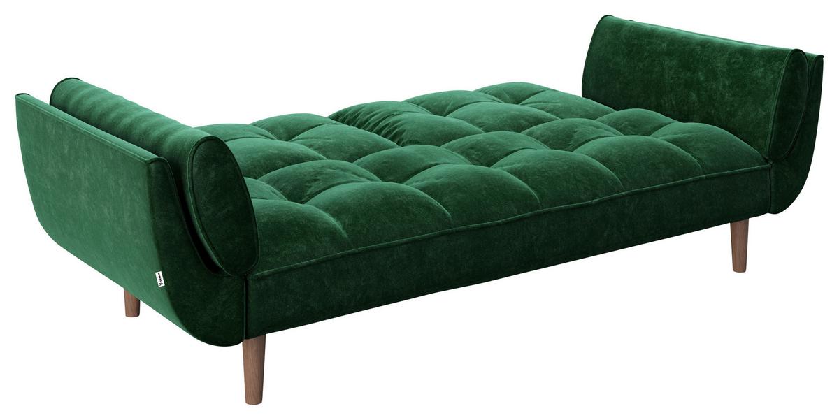 2-Sitzer-Sofa mit Schlaffunkt. Scarlett Grün Samt - Walnussfarben/Grün, KONVENTIONELL, Textil (215/81,5/84,5cm) - Playboy