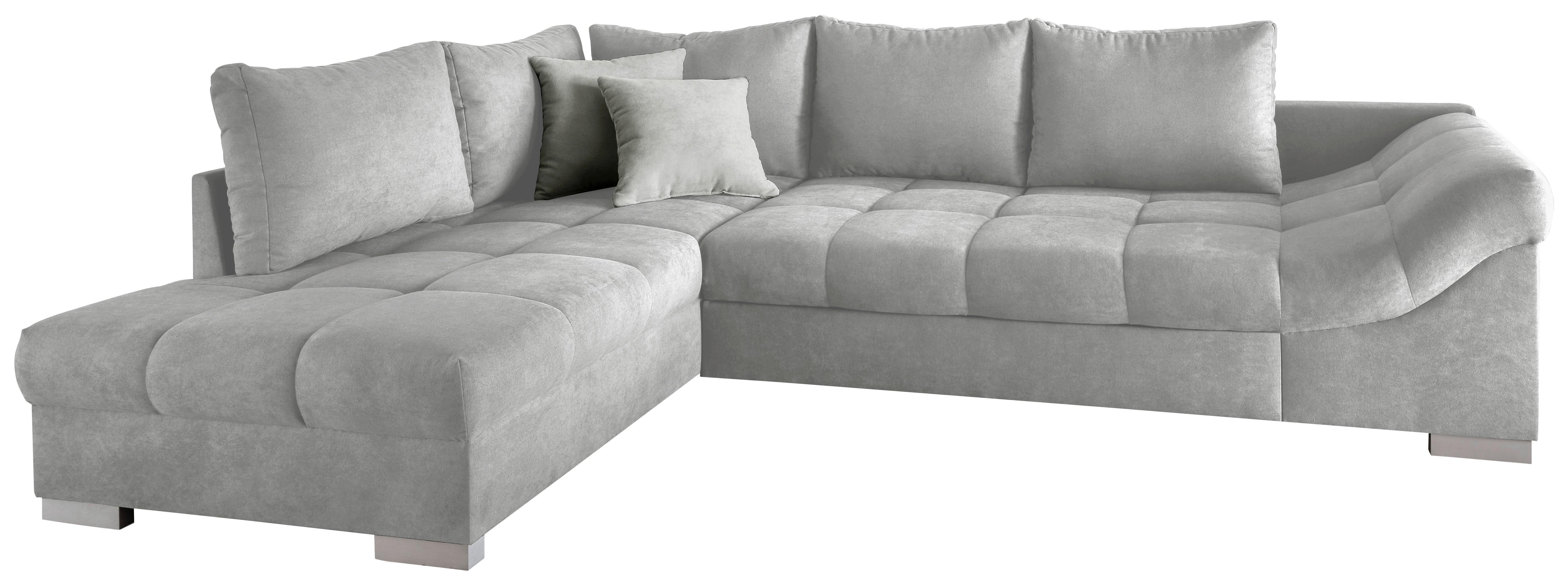 Eckschlafsofa Alvito Silberfarben S: 202/298 cm - Silberfarben, Design, Textil (202/298cm) - MID.YOU