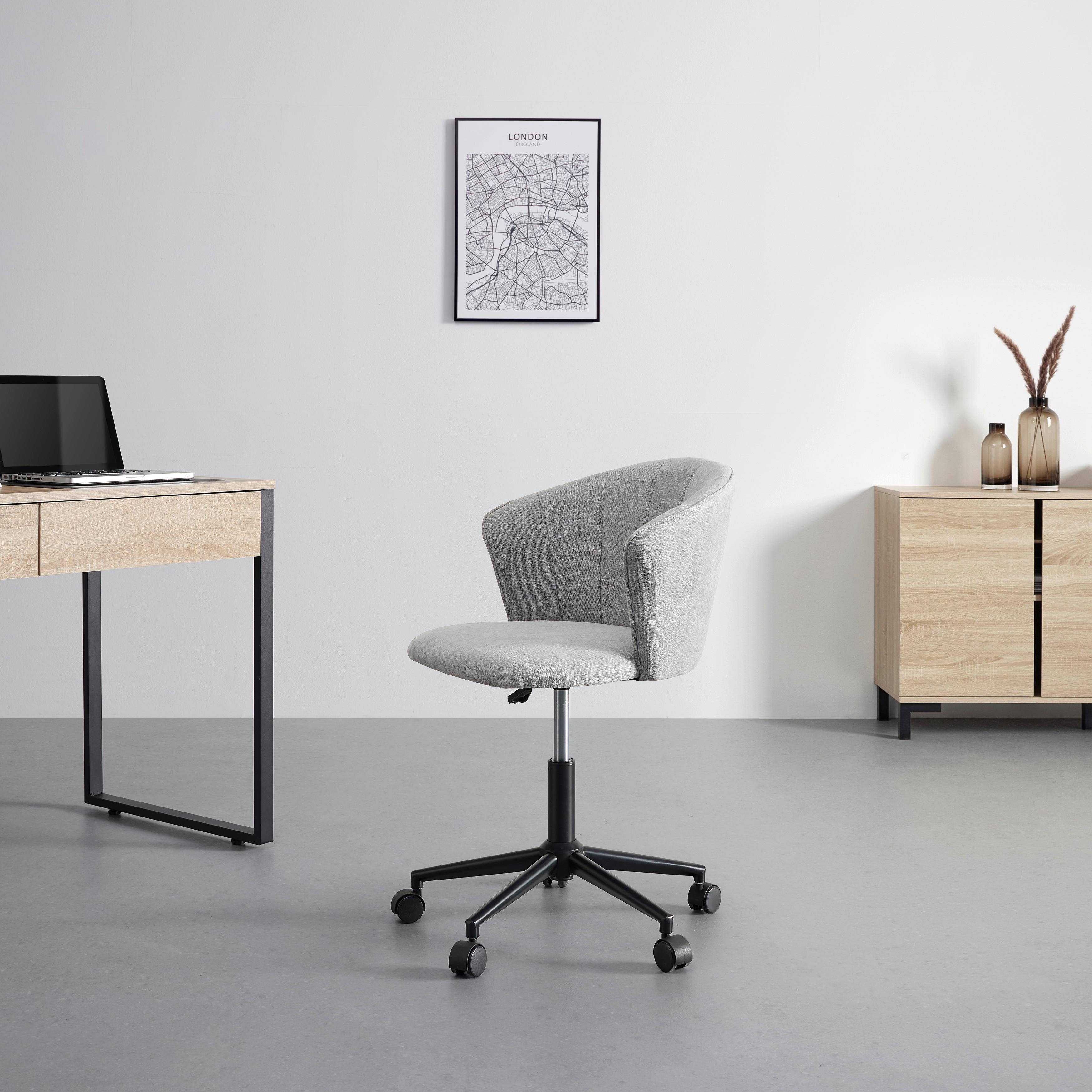 Otočná stolička JILA sv. sivá - čierna/svetlosivá, Modern, kov/drevo (58/72-82/60cm) - Bessagi Home