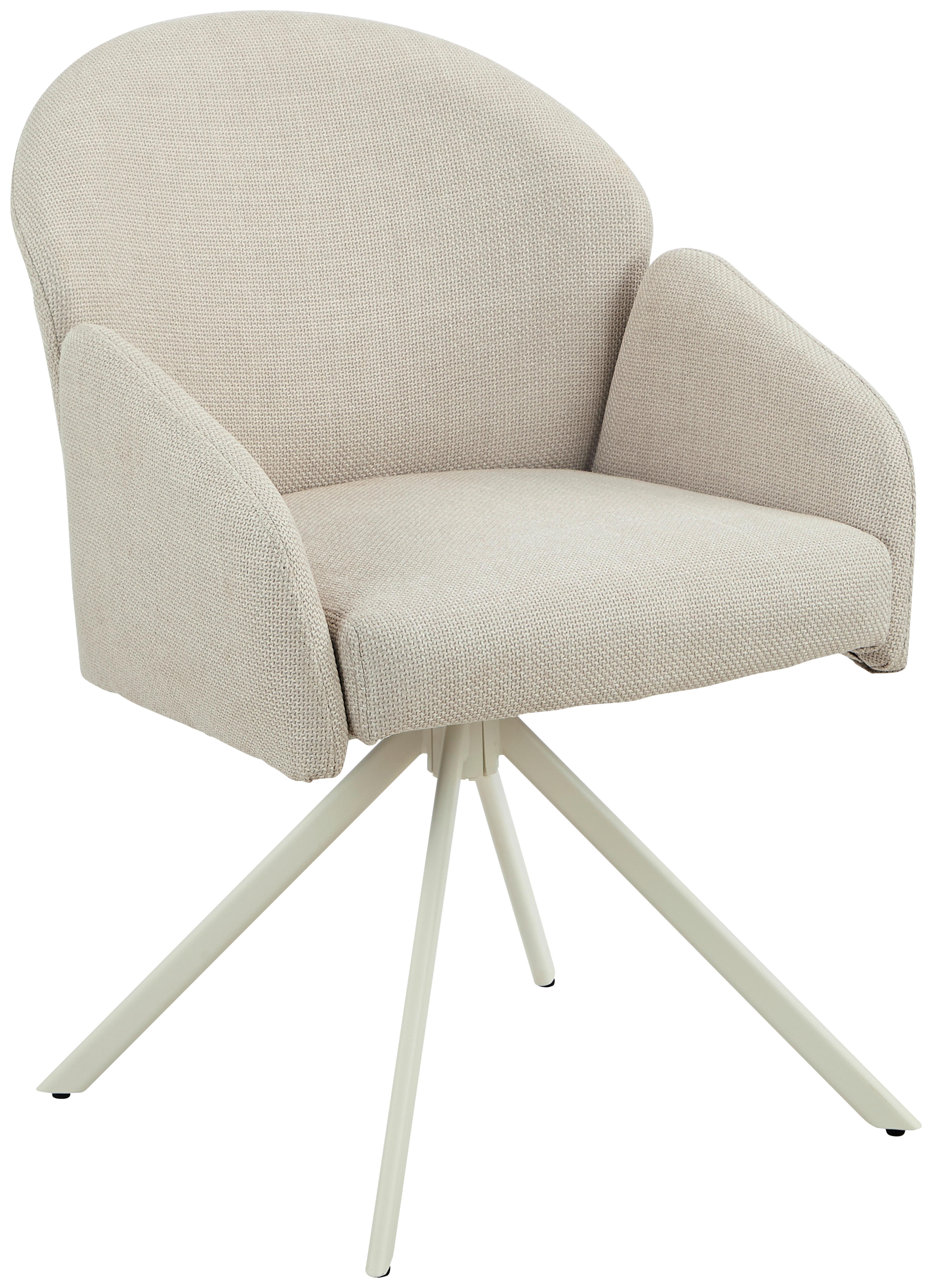 Armlehnstuhl Holly drehbar Webstoff Beige, B: 56,5 cm - Beige, MODERN, Textil/Metall (56,5/61/84cm)