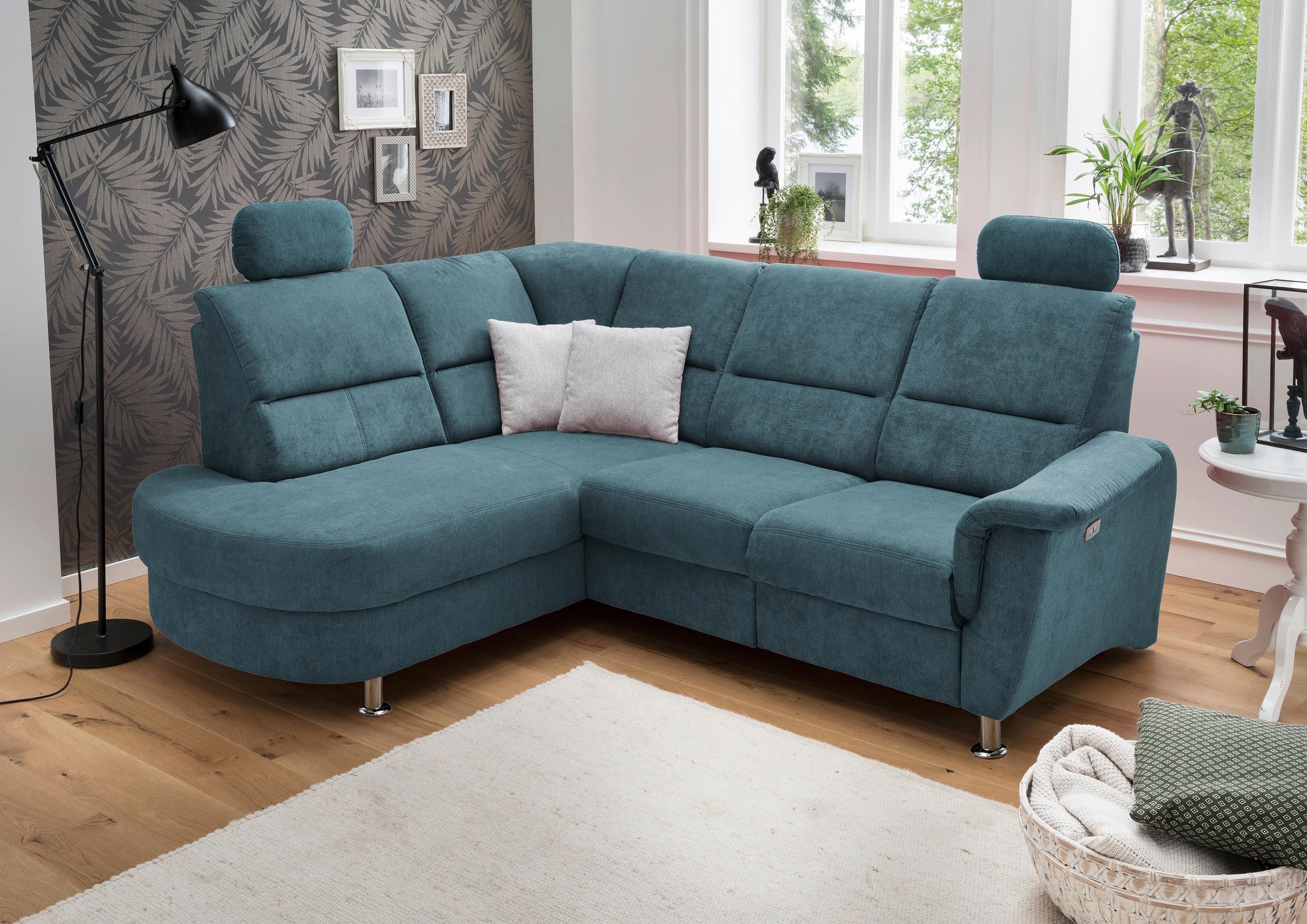 Ecksofa Parole Hellblau S:184/231 cm - Chromfarben, KONVENTIONELL, Textil (184/231cm) - Livetastic