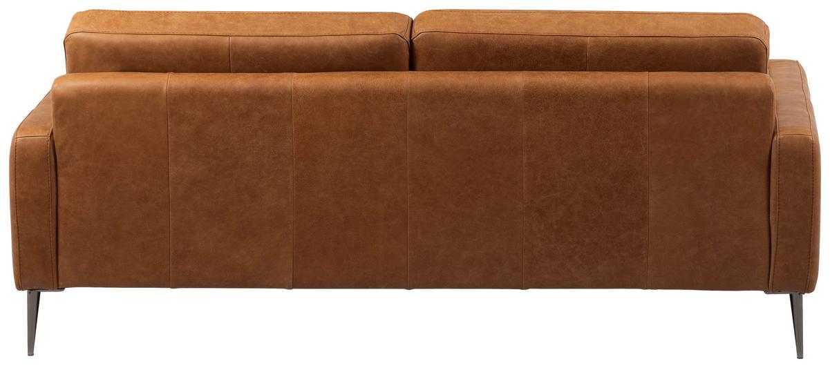 3-Sitzer-Sofa Spring, Cognac B: 187 cm - Cognac/Schwarzchrom, Design, Leder (187/85/92cm) - Livetastic