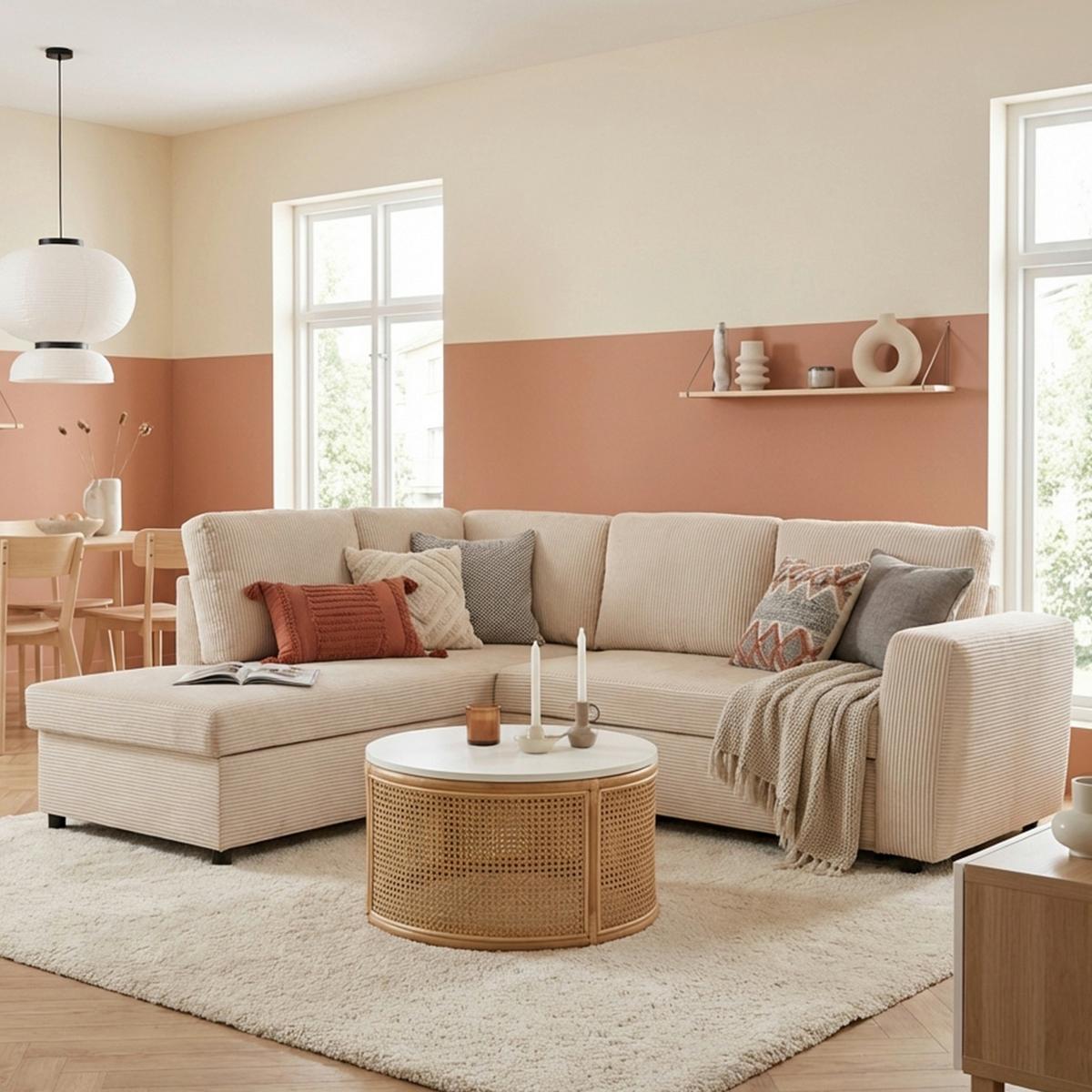 Ecksofa mit Schlaffunktion Toulouse perlmutt, 206x224cm - Perlmutt/Schwarz, Trend, Holz/Textil (206/224cm)