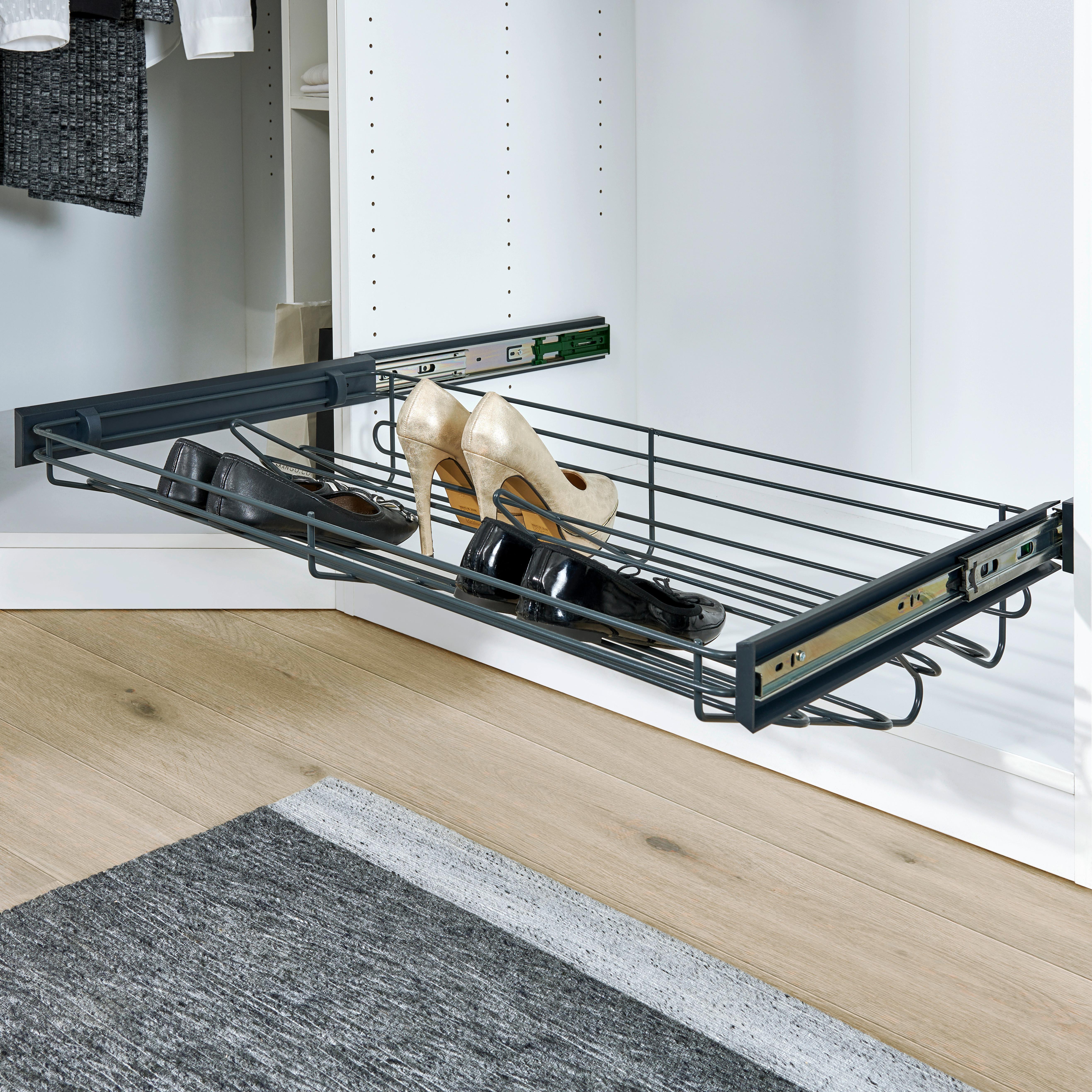 POLICA NA TOPÁNKY UNIT - antracitová, Modern, kov (42,5/14/46,2cm) - Ondega