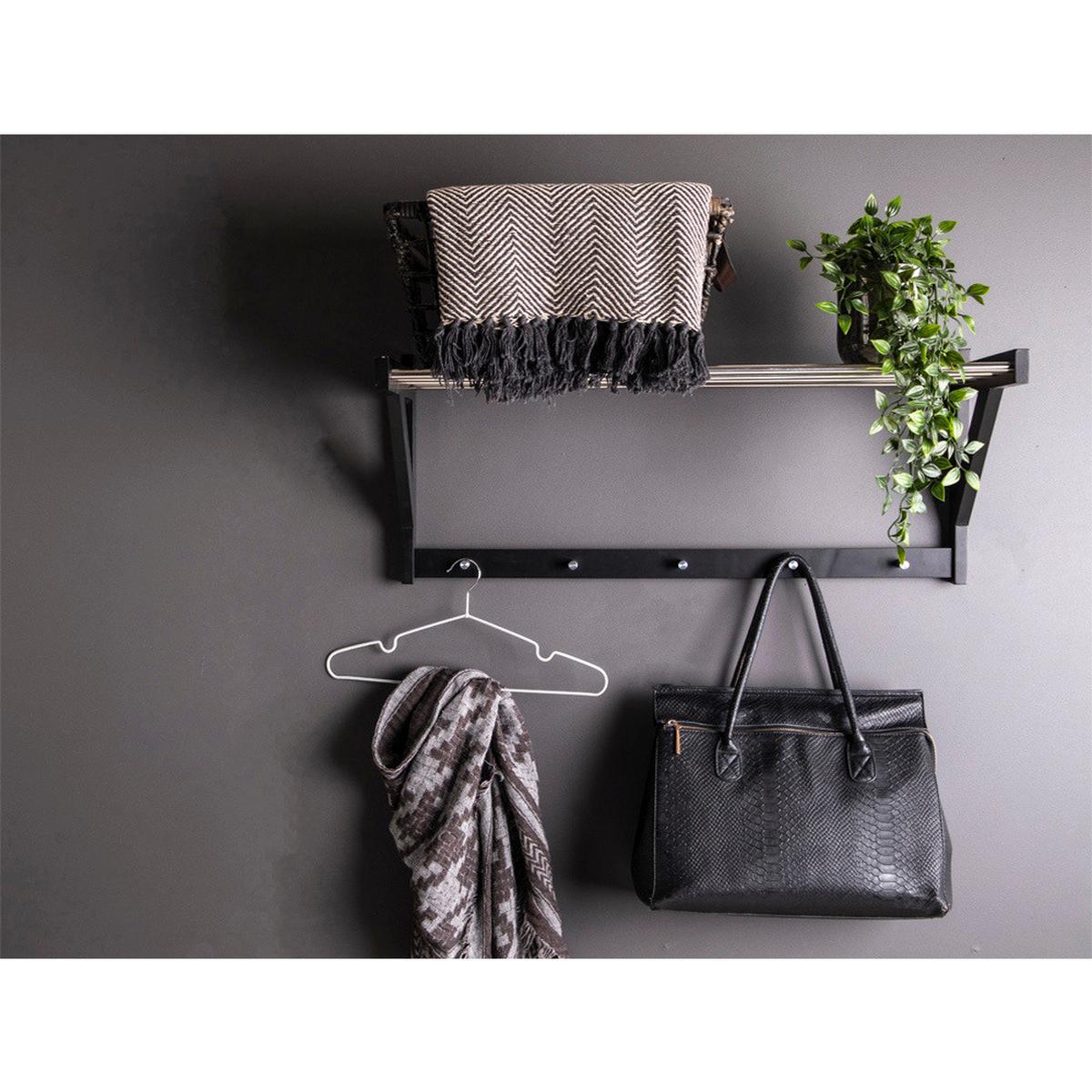 Hutablage Padova Schwarz, B/H/T: 32x34x78cm - Silberfarben/Schwarz, Basics, Holz/Metall (32/34/78cm)