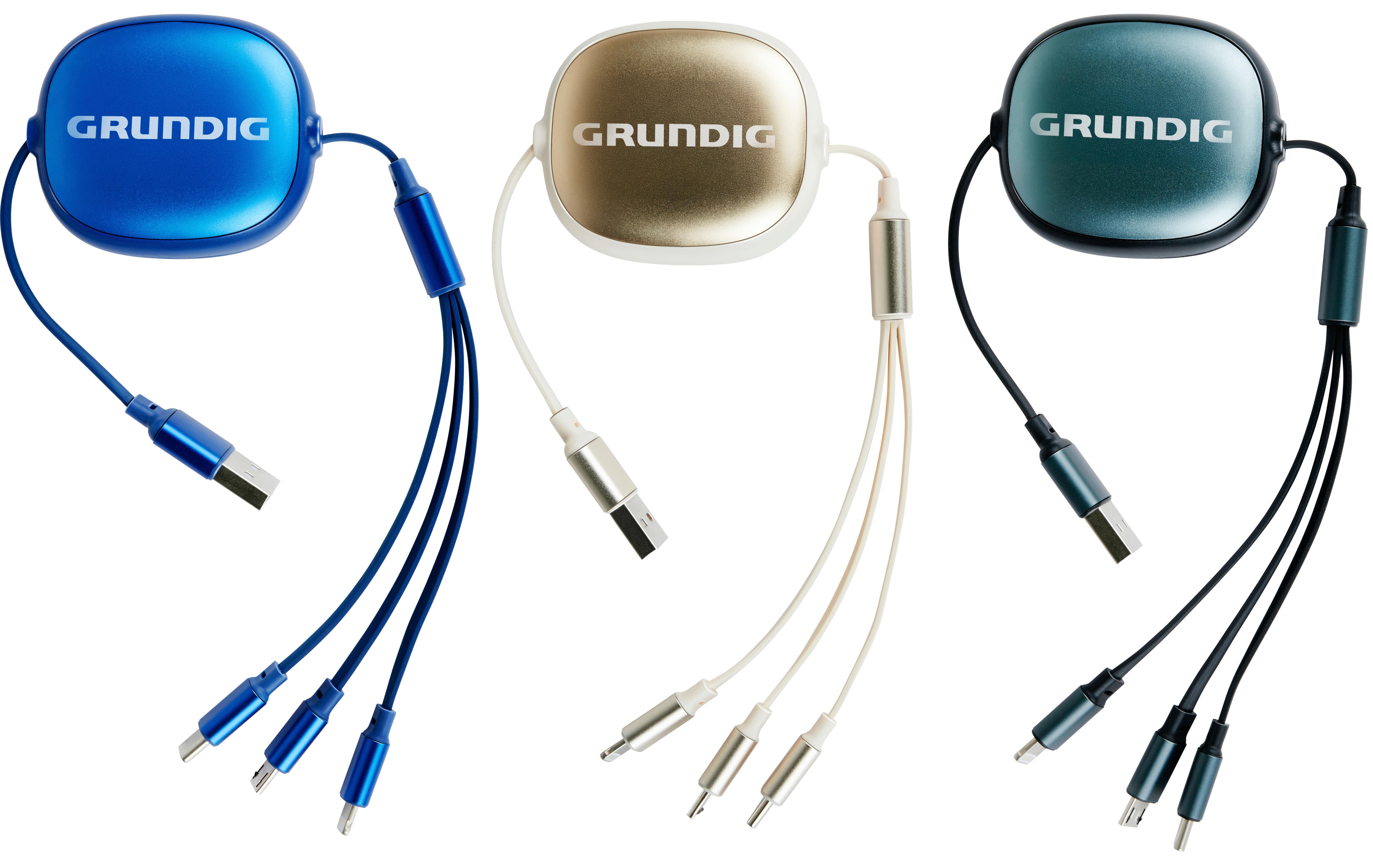 USB-LADEKABEL 3 Adapter - Blau/Beige, Basics, Kunststoff/Metall (9,3/3/16,3cm) - Grundig