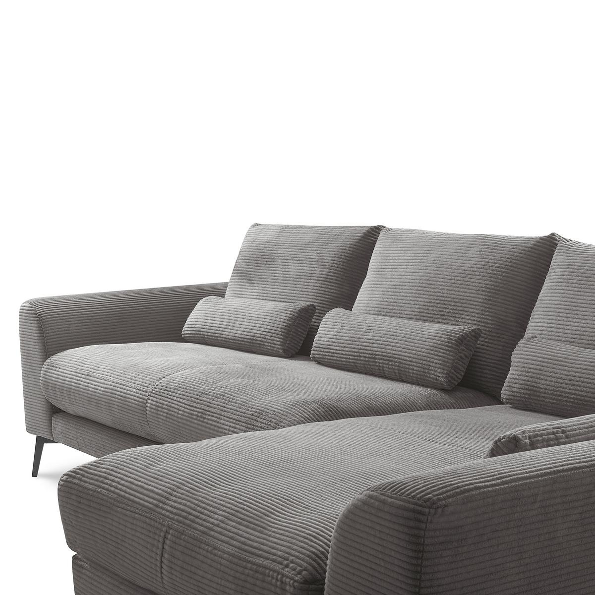 Ecksofa Berlin Cord Grau 313x172 cm - Schwarz/Grau, Design, Textil (313/172cm) - P & B