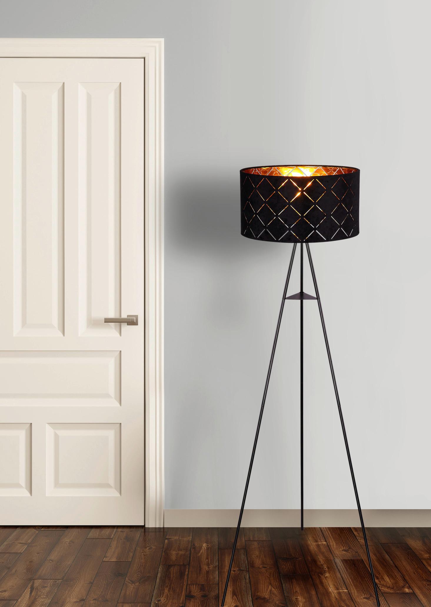 Stehlampe Schwarz Mit Fußschalter - Schwarz, Design, Textil/Metall (69/149cm) - Globo
