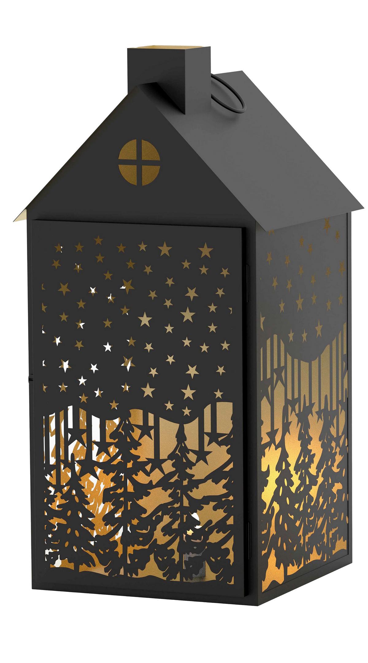 Laterne Balduin L - Goldfarben/Schwarz, KONVENTIONELL, Metall (27/26/53cm) - Luca Bessoni