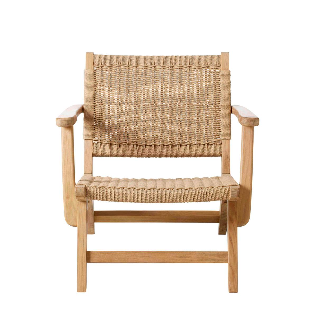Loungesessel Eya Indoor 68x71x72 cm, natur - Hellbraun/Teakfarben, Natur, Holz/Papier (68/71/72cm) - Gardenson