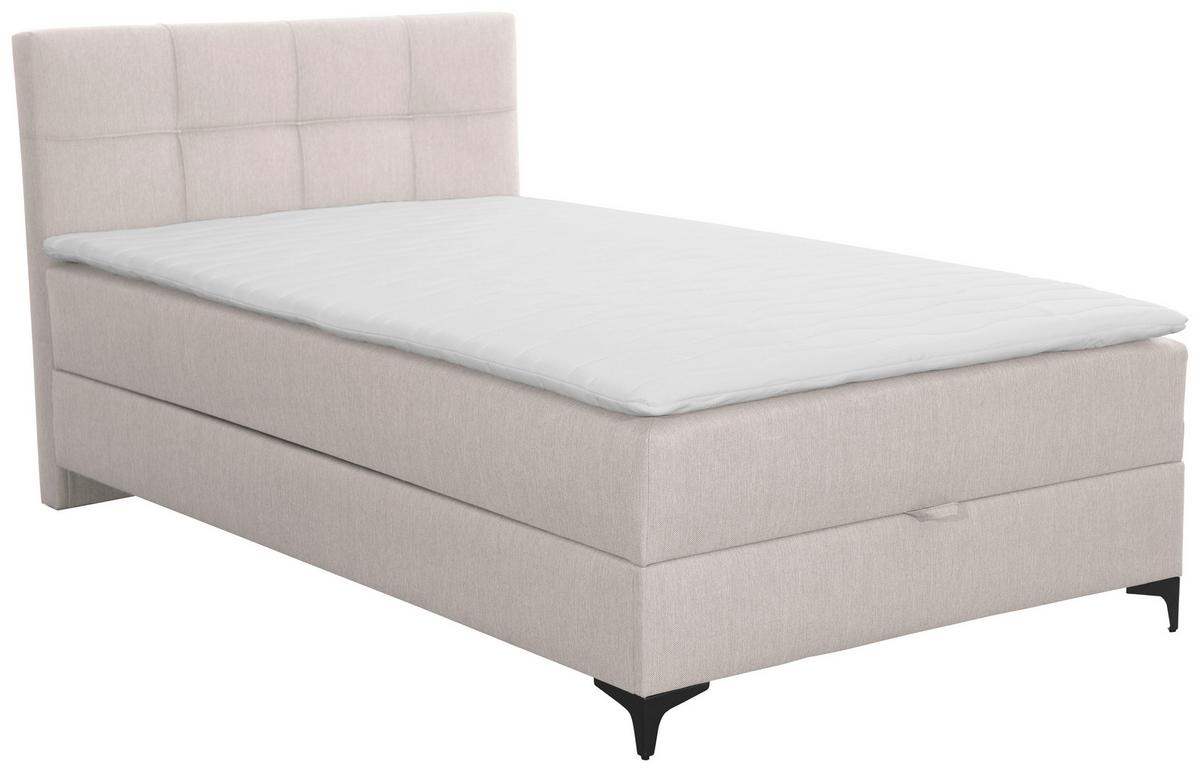 Polsterbett mit Matratze 100x200 Freddie Beige - Beige/Schwarz, KONVENTIONELL, Textil (100/200cm)