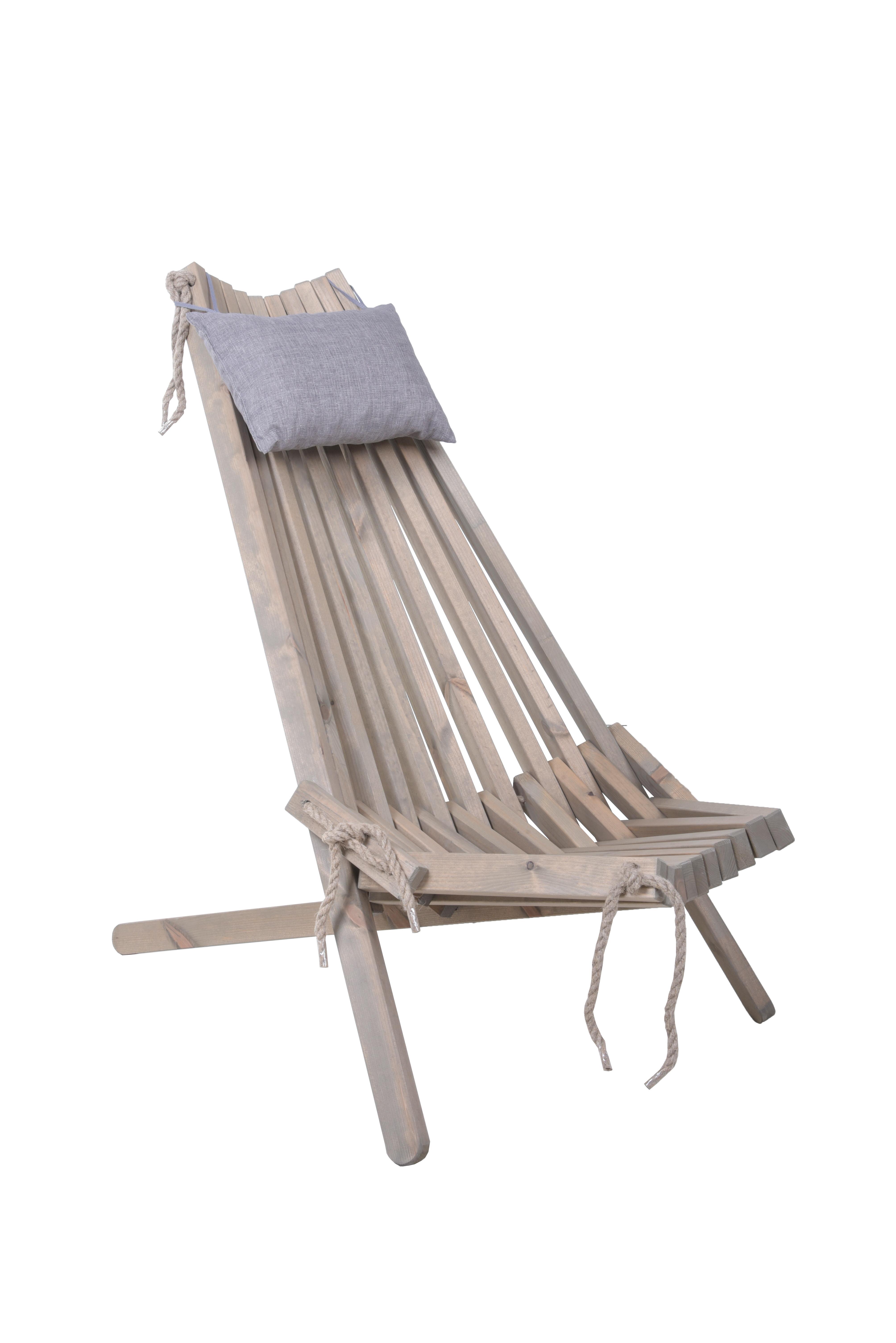 Garten-relaxsessel Falun Holz Klappbar, Mit Zierkissen - Grau, MODERN, Holz/Textil (69/104/93cm) - Gardenson