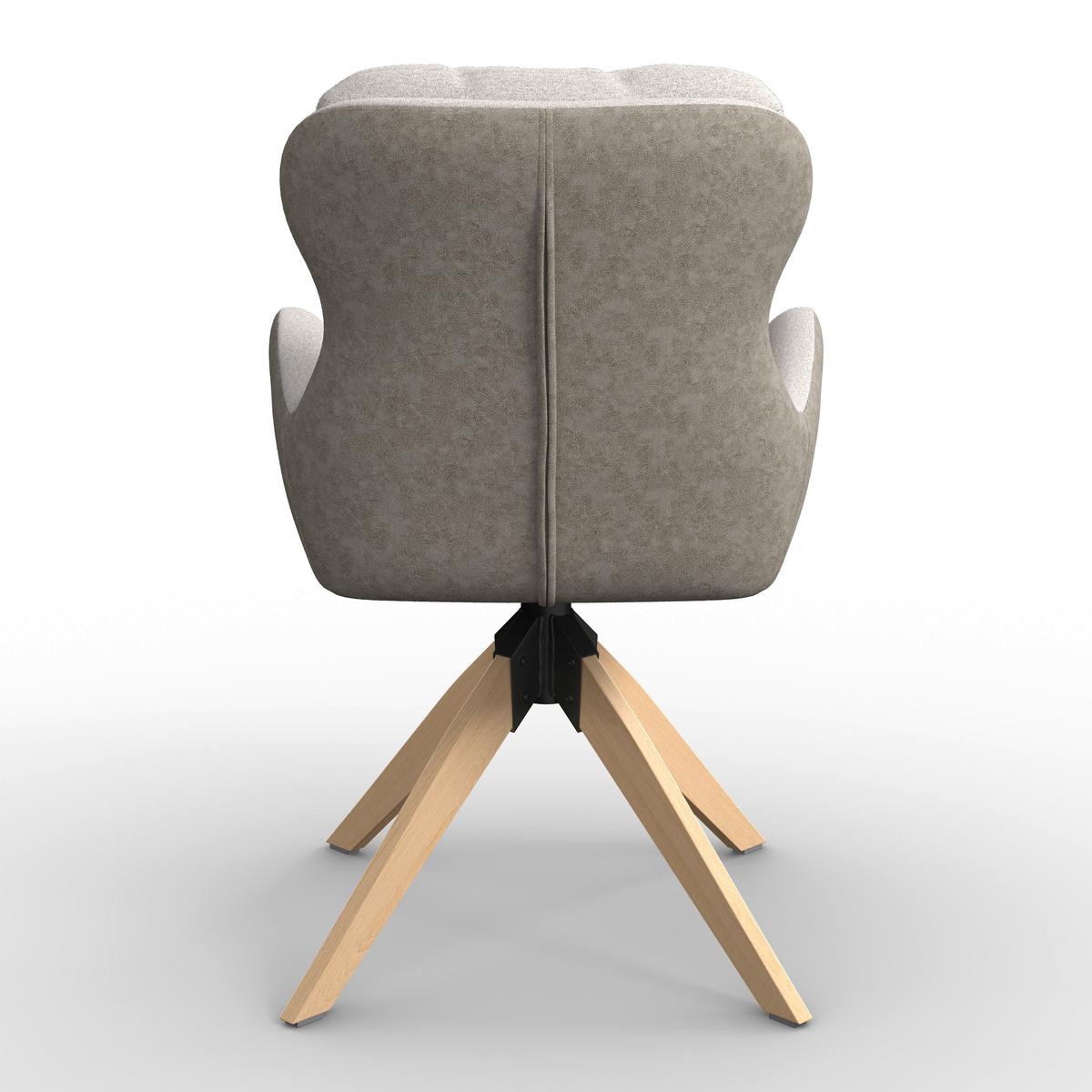 Židle s podrúčkami Neelia, šedobéžová - šedobéžová/přírodní barvy, Moderní, kov/dřevo (59,5/93/69cm) - Bessagi Home