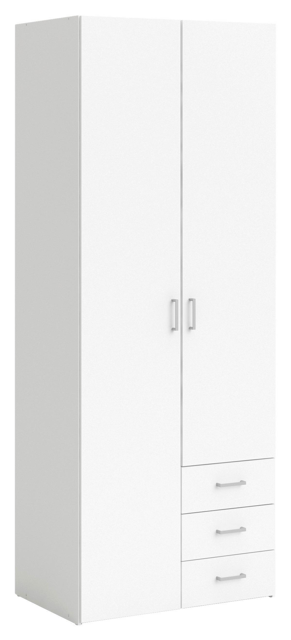 Drehtürenschrank Mit Schubladen 77,6cm Space, Weiß - Weiß, Basics, Holzwerkstoff (77,6/200,4/49,5cm) - MID.YOU