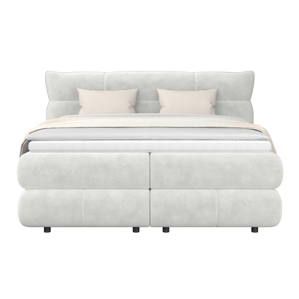 Boxspringbett Carmelo Creme 180x200 cm - Creme/Schwarz, Trend, Textil (180/200cm)