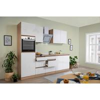 Küchenzeile Premium mit Geräten 270 cm Weiß/Eiche Dekor Modern - Eichefarben/Weiß, MODERN, Holzwerkstoff (270cm) - Respekta