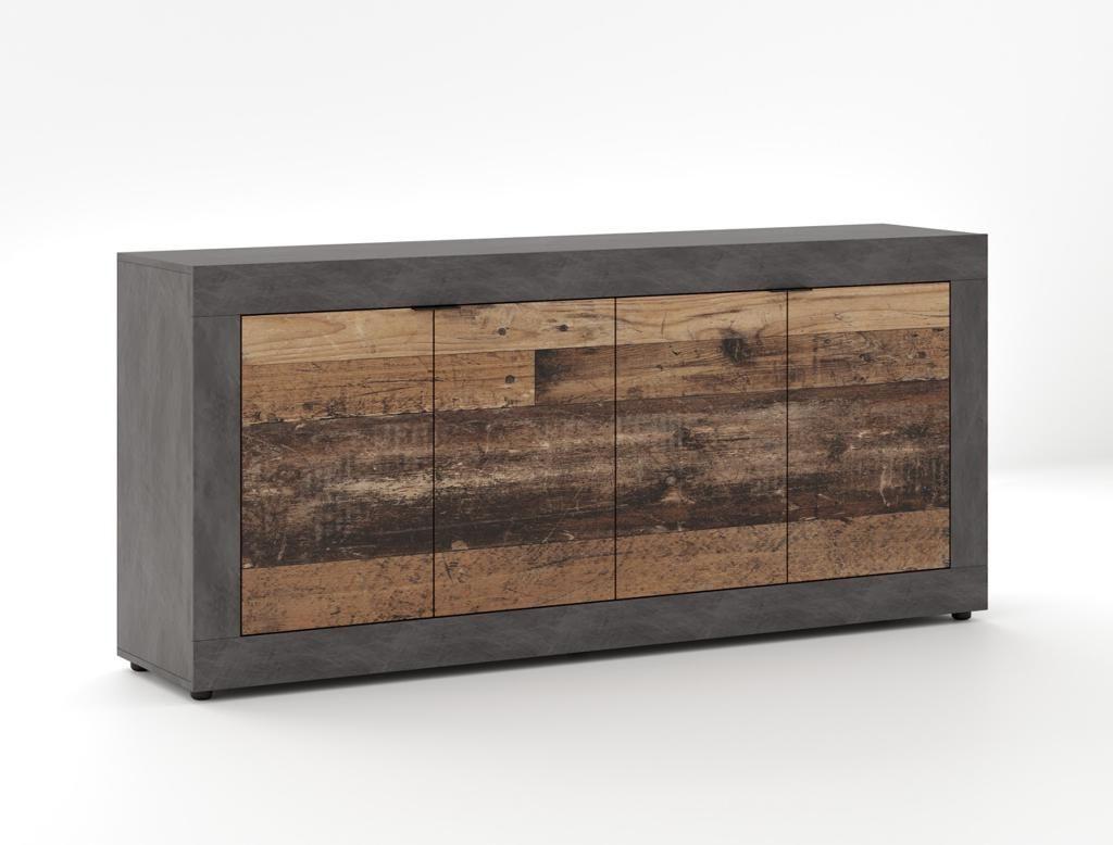 Sideboard Lunea - Alteiche/Schwarz, Design, Holzwerkstoff (180/86/42cm) - MID.YOU