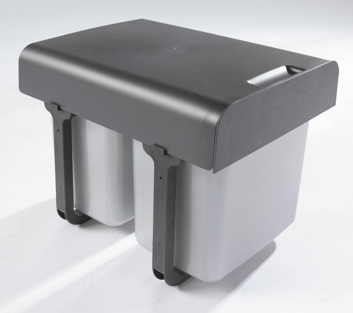 Abfallsammler Ekko 2x 16l Bht 35x36x48 Cm - Dunkelgrau/Silberfarben, Kunststoff (35/36/47cm) - HKT