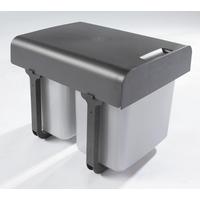 Abfallsammler Ekko 2x 16l BxHxT 35x36x48 cm - Dunkelgrau/Silberfarben, Kunststoff (35/36/47cm) - HKT