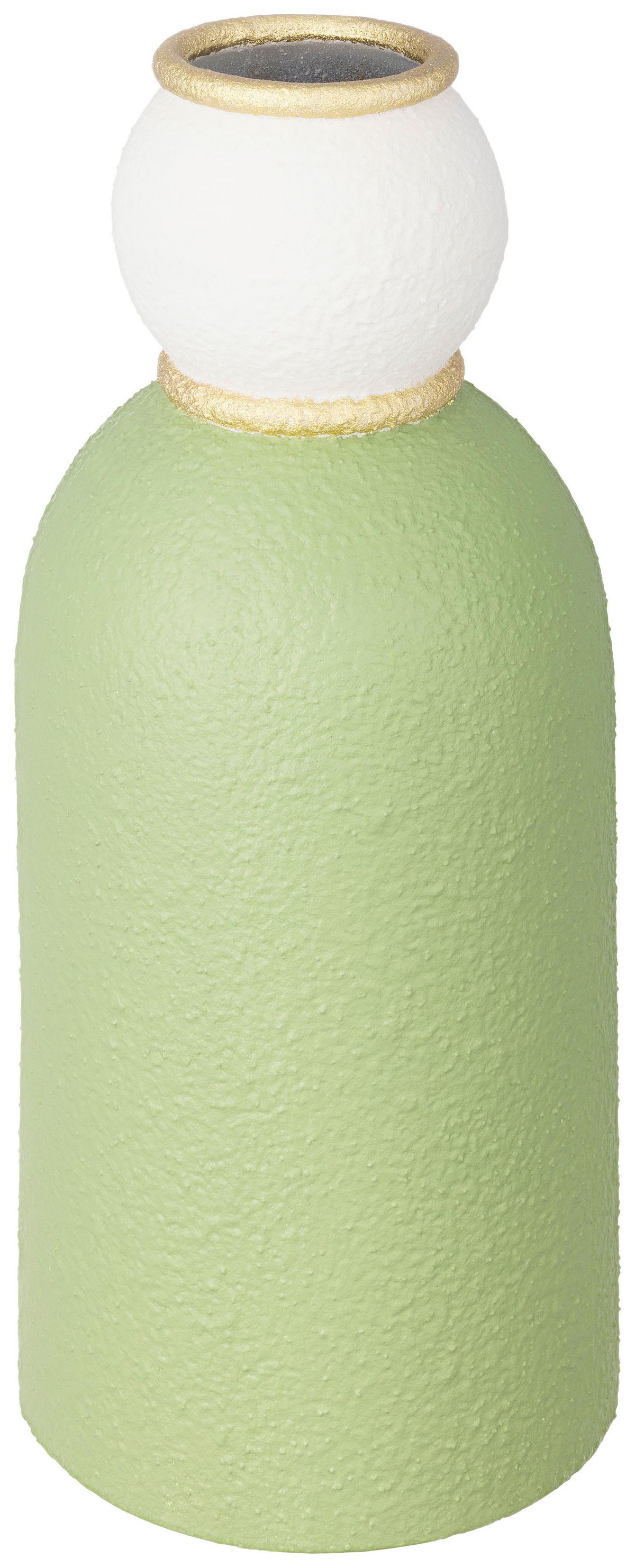 Vase Edgar - Goldfarben/Weiß, KONVENTIONELL, Metall (15/50cm) - Luca Bessoni