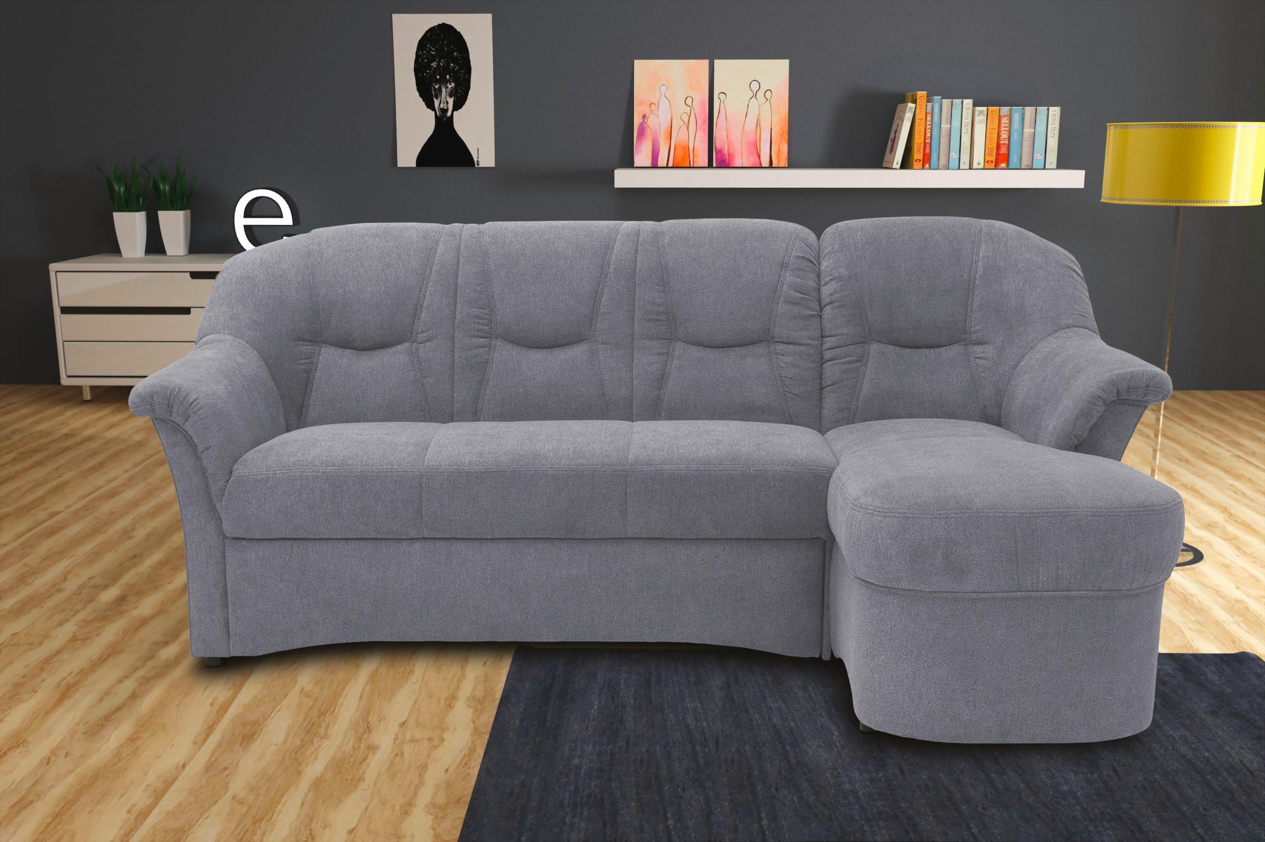 Ecksofa Sarafina Dunkelgrau S: 232x146 cm - Dunkelgrau/Schwarz, KONVENTIONELL, Textil (232/146cm) - MID.YOU