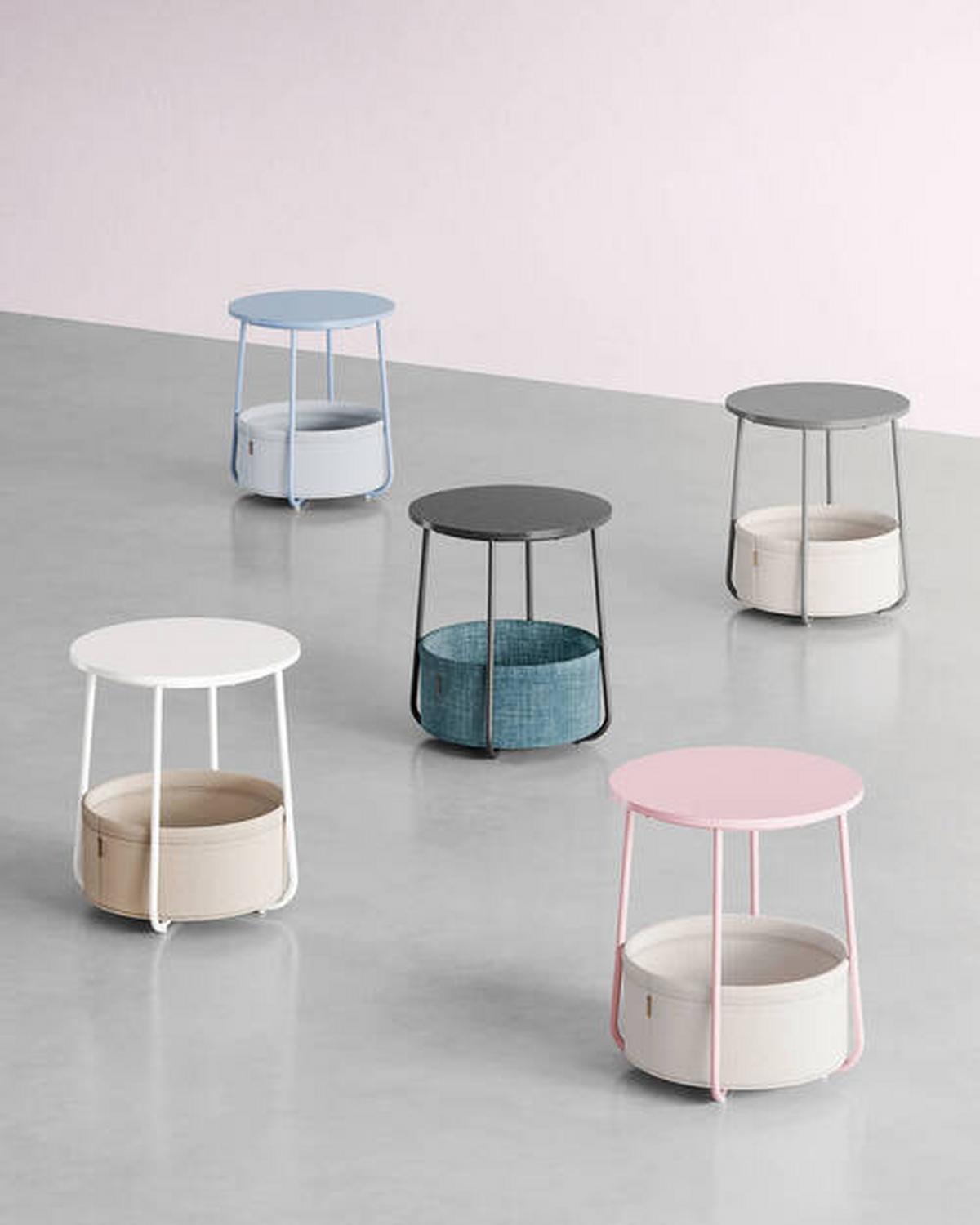 Beistelltisch Mit Korb Rosa, Weiß - Rosa/Weiß, Design, Holz/Textil (45/45/51cm) - Boxxx
