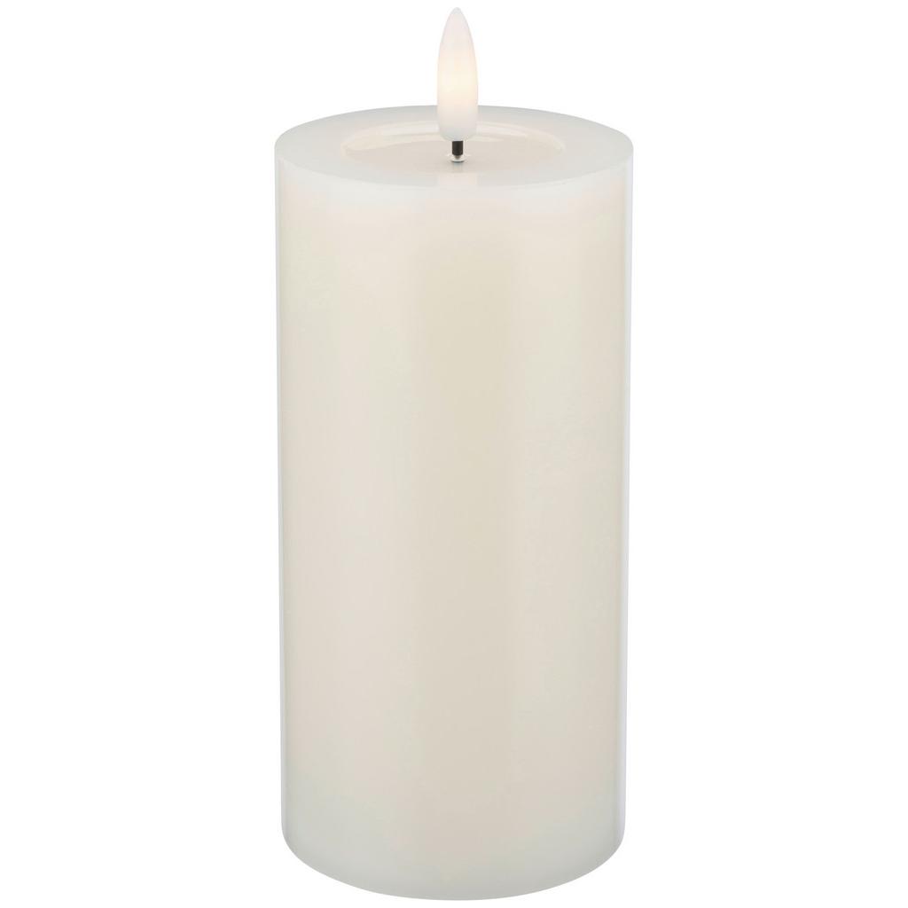 LED-Kerze Mara Weiß mit Timer, Ø/H: 7,5/12,8 cm