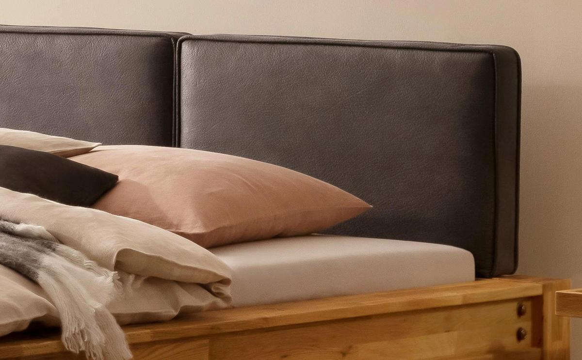 Balkenbett Greenville Mit Gepolstertem Kopfteil 180x200 - Eichefarben/Anthrazit, Natur, Holz/Textil (180/200cm) - Hasena