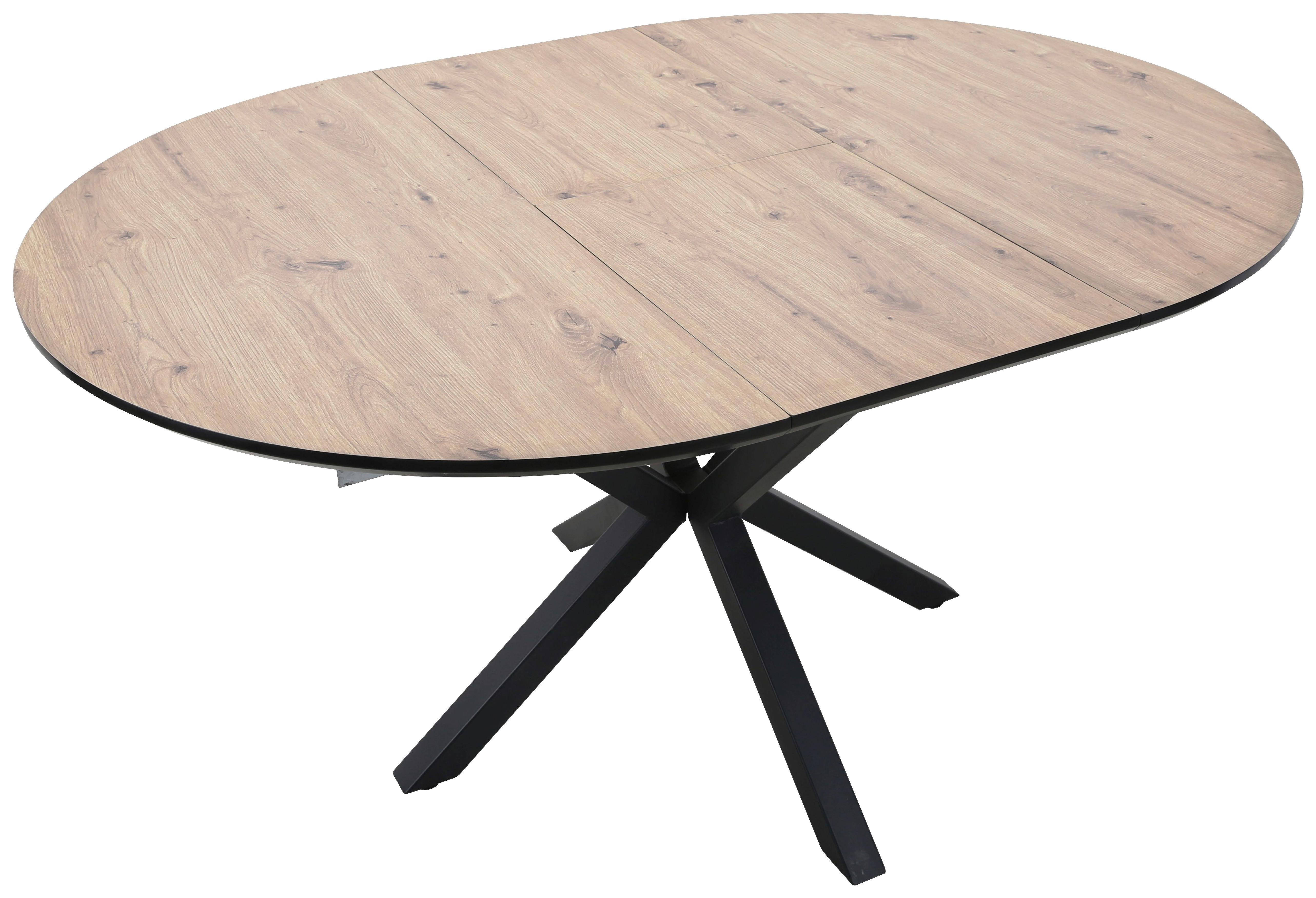 Ausziehtisch Rodin 110 Az 110-150x75x110 cm Naturfarben - Schwarz/Naturfarben, MODERN, Holzwerkstoff/Metall (110-150/75/110cm)
