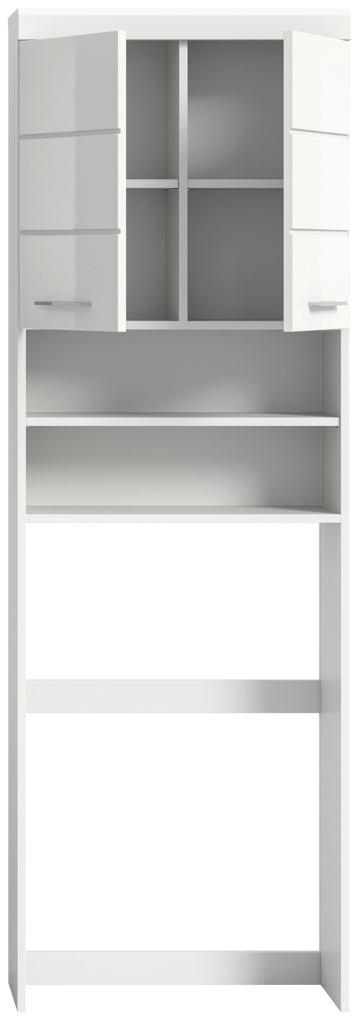 Waschmaschinenschrank Scout Weiß Hg  B: 63 cm - Weiß Hochglanz/Schwarz, MODERN, Holzwerkstoff (63/191/24cm) - MID.YOU