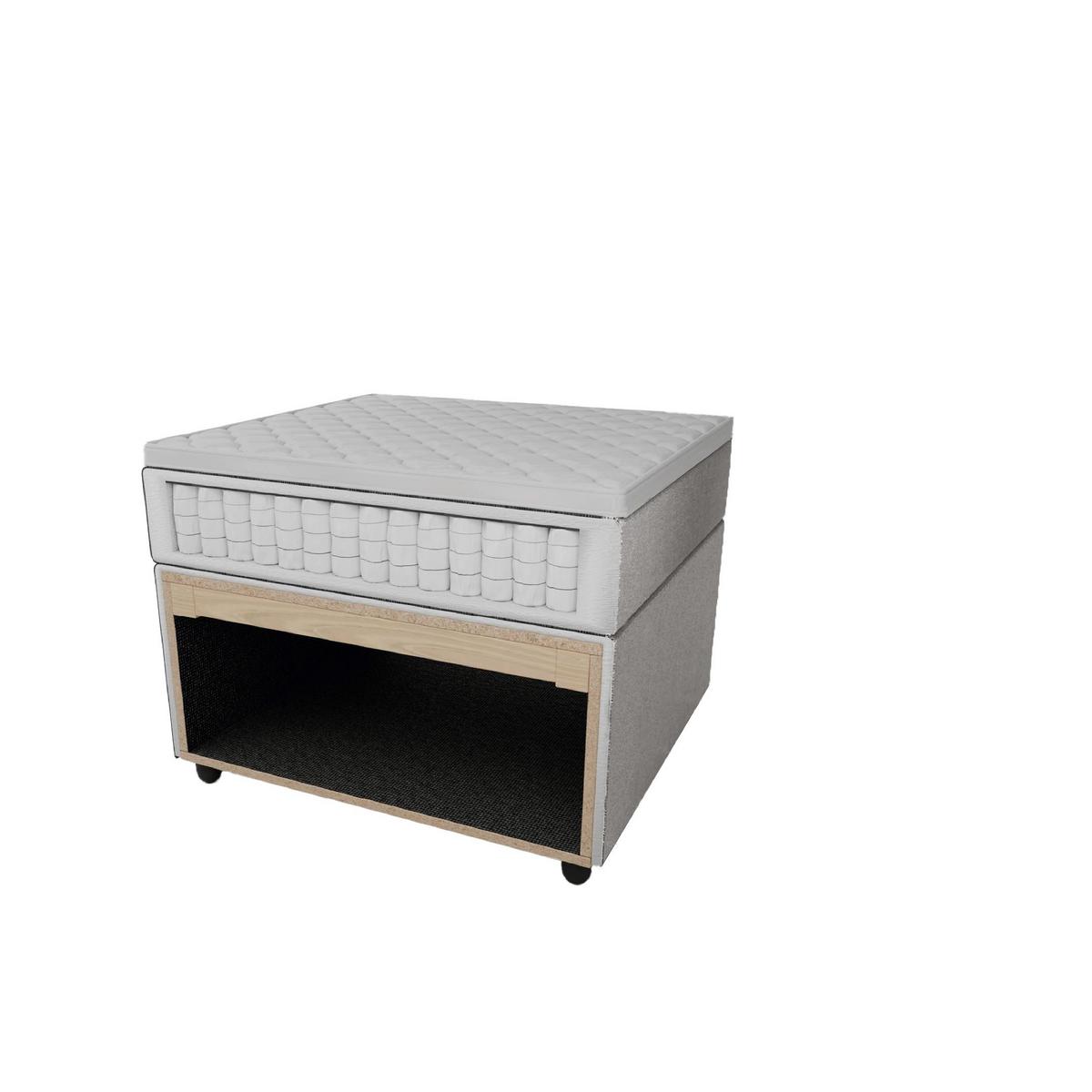 Posteľ boxspring s toperom, 180x200 cm, sivá - čierna/sivá, Modern, drevo/textil (180/200cm) - Bessagi Home