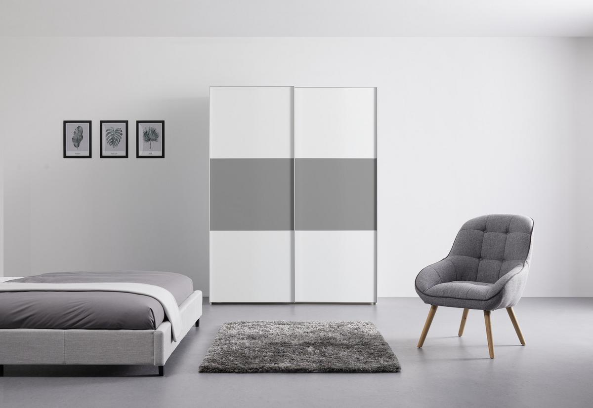 Schwebetürenschrank 167 Cm Includo Weiß/grau - Weiß/Grau, MODERN, Holzwerkstoff (167/222/68cm)