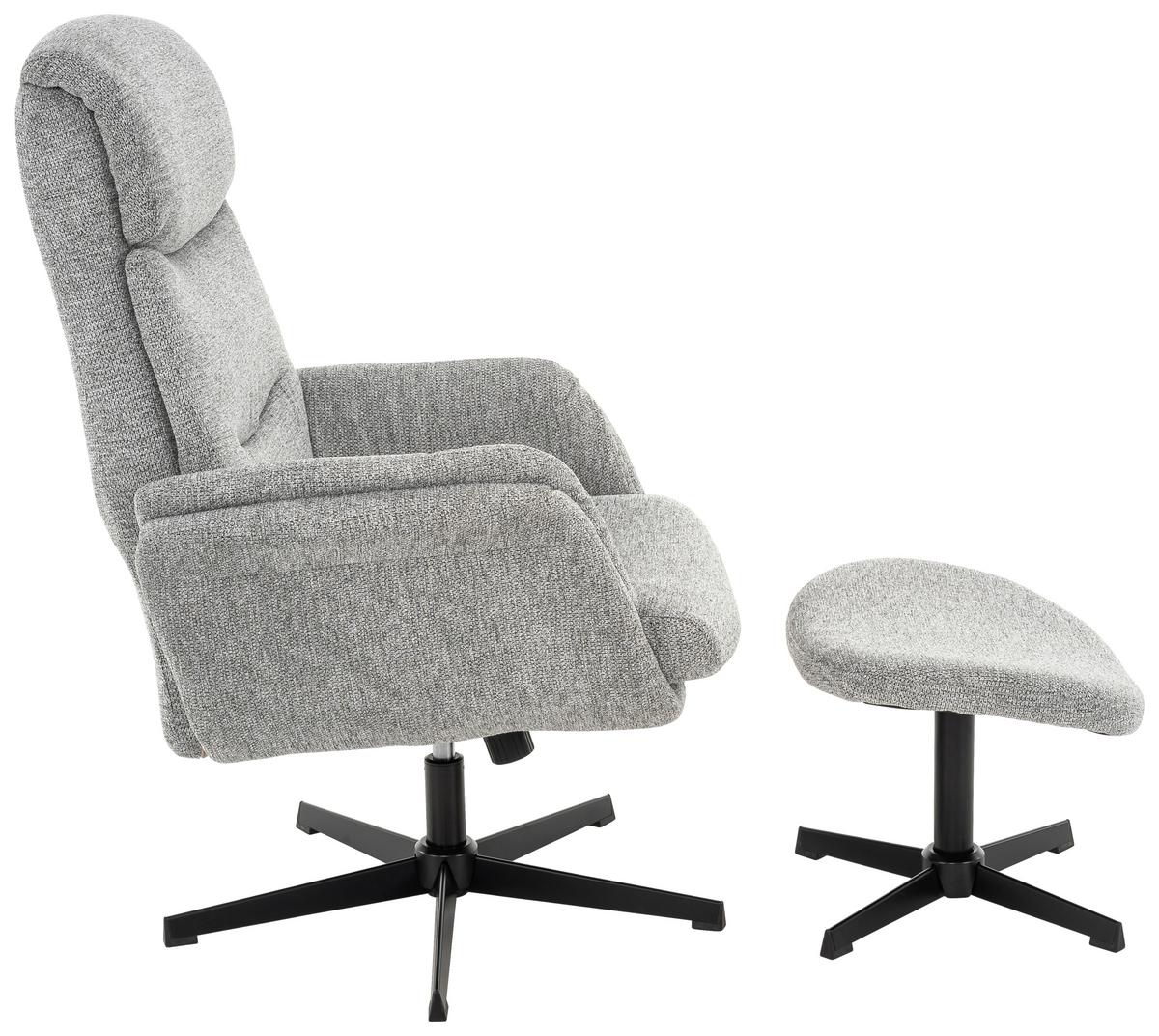 Relaxsessel Violina Hellgrau B: 75 Cm - Hellgrau/Schwarz, Basics, Holz/Textil (75/110/87cm) - P & B