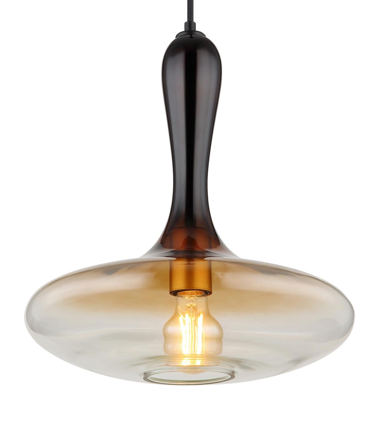 Hängeleuchte 15538h2 - Klar/Goldfarben, Design, Glas/Textil (33/120cm) - Globo
