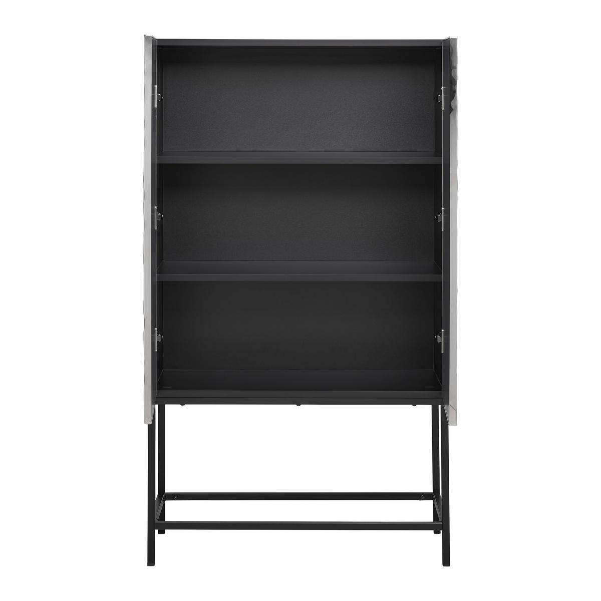 VYSOKÁ KOMODA MARLENE - čierna/farba ušľachtilej ocele, Design, kov/kompozitné drevo (80/140/40cm) - Mömax