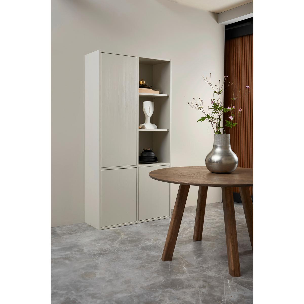 Mehrzweckschrank Merel Grauweiß B: 100 Cm - Grauweiß, Design, Holz (100/200/40cm) - Livetastic