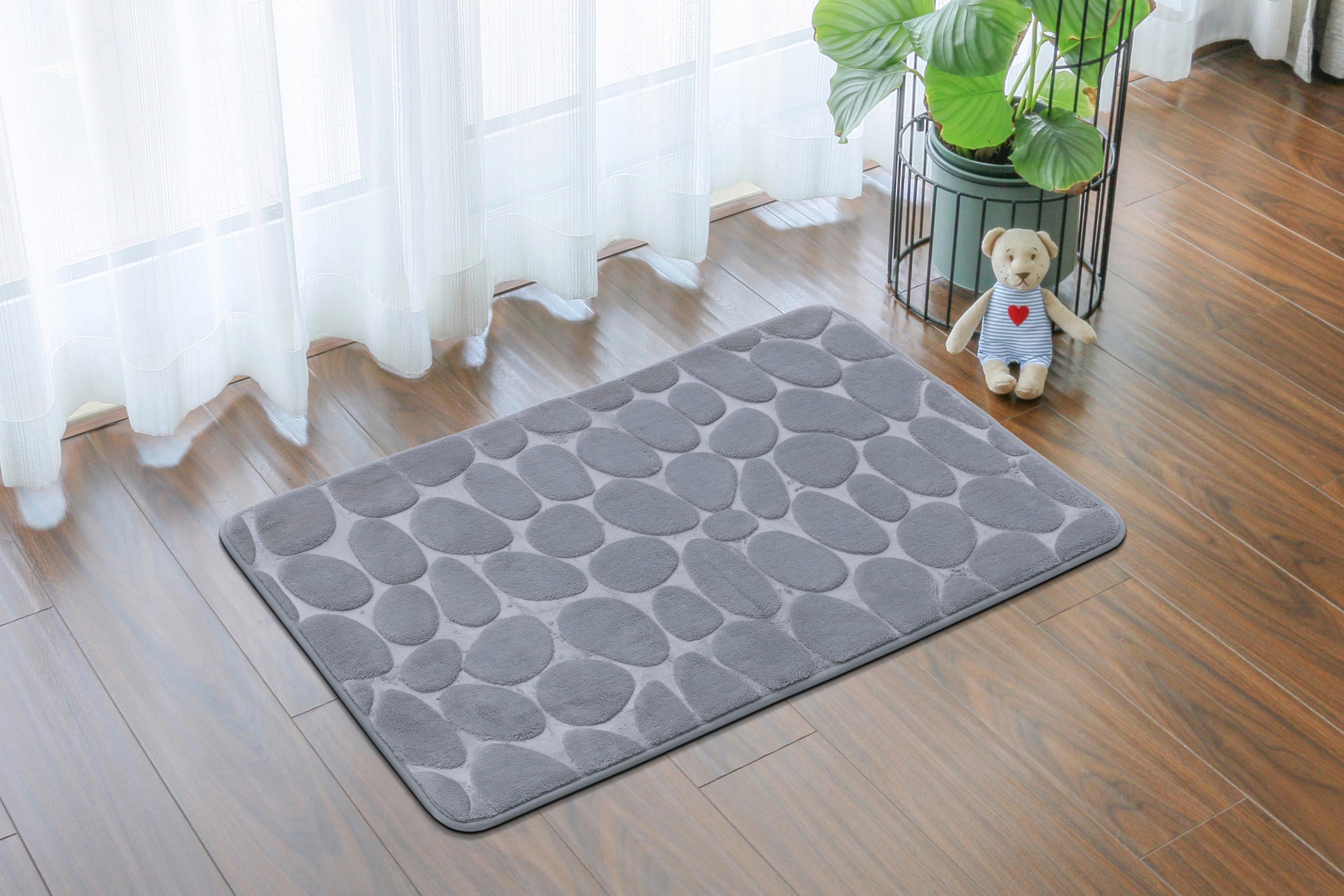 Badematte Stone 50x80 Cm Silberfarben, Rutschhemmend - Silberfarben, MODERN, Textil (50/80cm) - Luca Bessoni