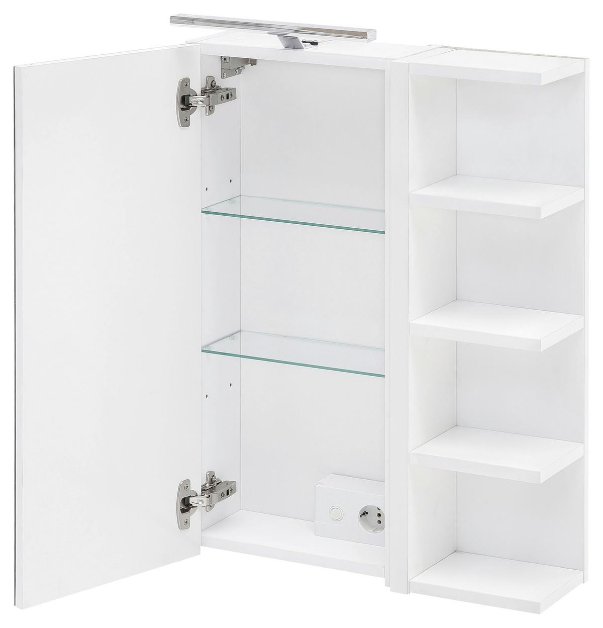 Spiegelschrank Esther Mit Led 1-Türig Bht: 51,3x75x16 Cm - Weiß, MODERN, Glas/Holzwerkstoff (51,3/75/16cm) - MID.YOU