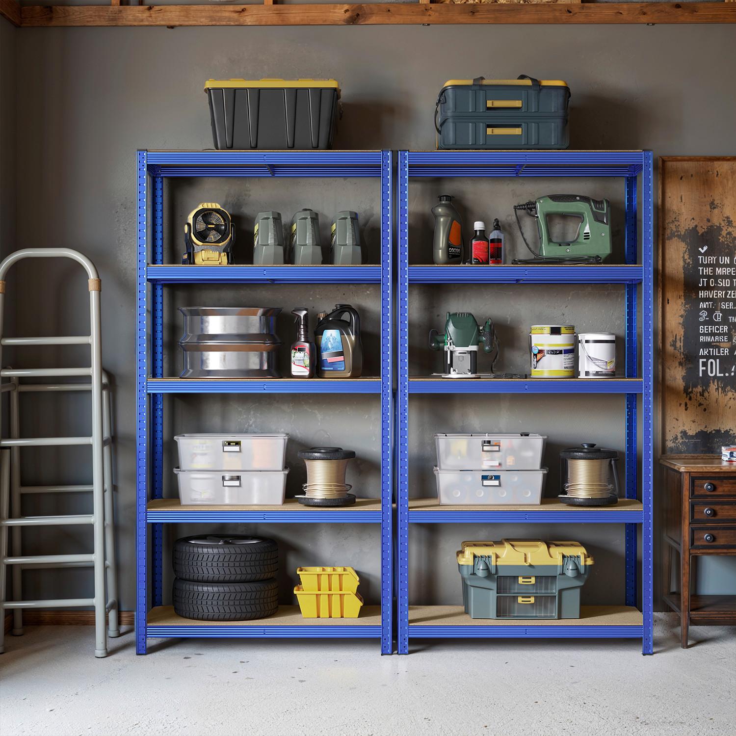 Schwerlastregal Blau, Hellbraun B: 100 cm - Blau/Hellbraun, Basics, Holzwerkstoff/Metall (100/200/50cm)
