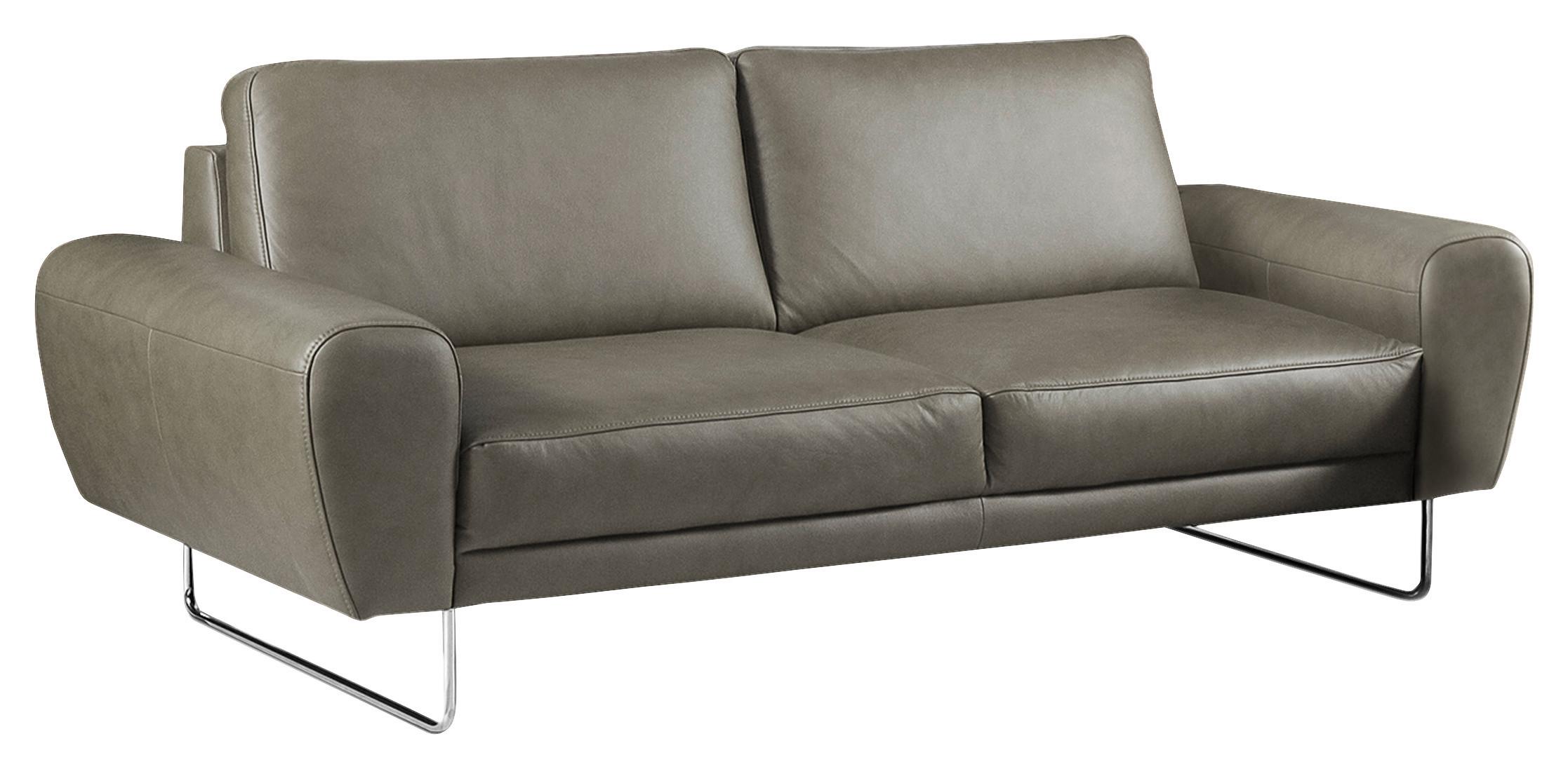 2-Sitzer-Sofa Spring Grau Chrom B: 177 cm - Chromfarben/Grau, Design, Leder (177/85/92cm) - Livetastic