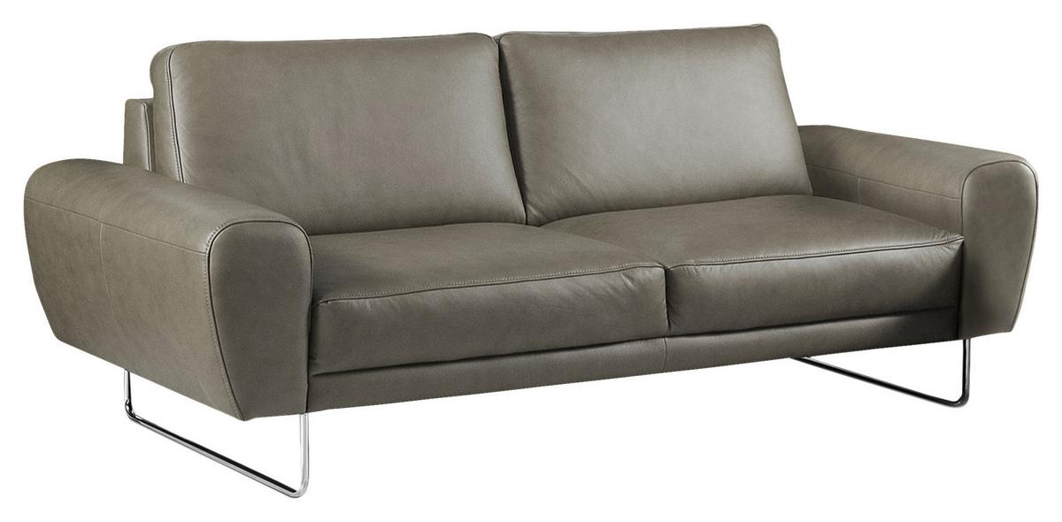 2-Sitzer-Sofa Spring Grau Chrom B: 177 cm - Chromfarben/Grau, Design, Leder (177/85/92cm) - Livetastic