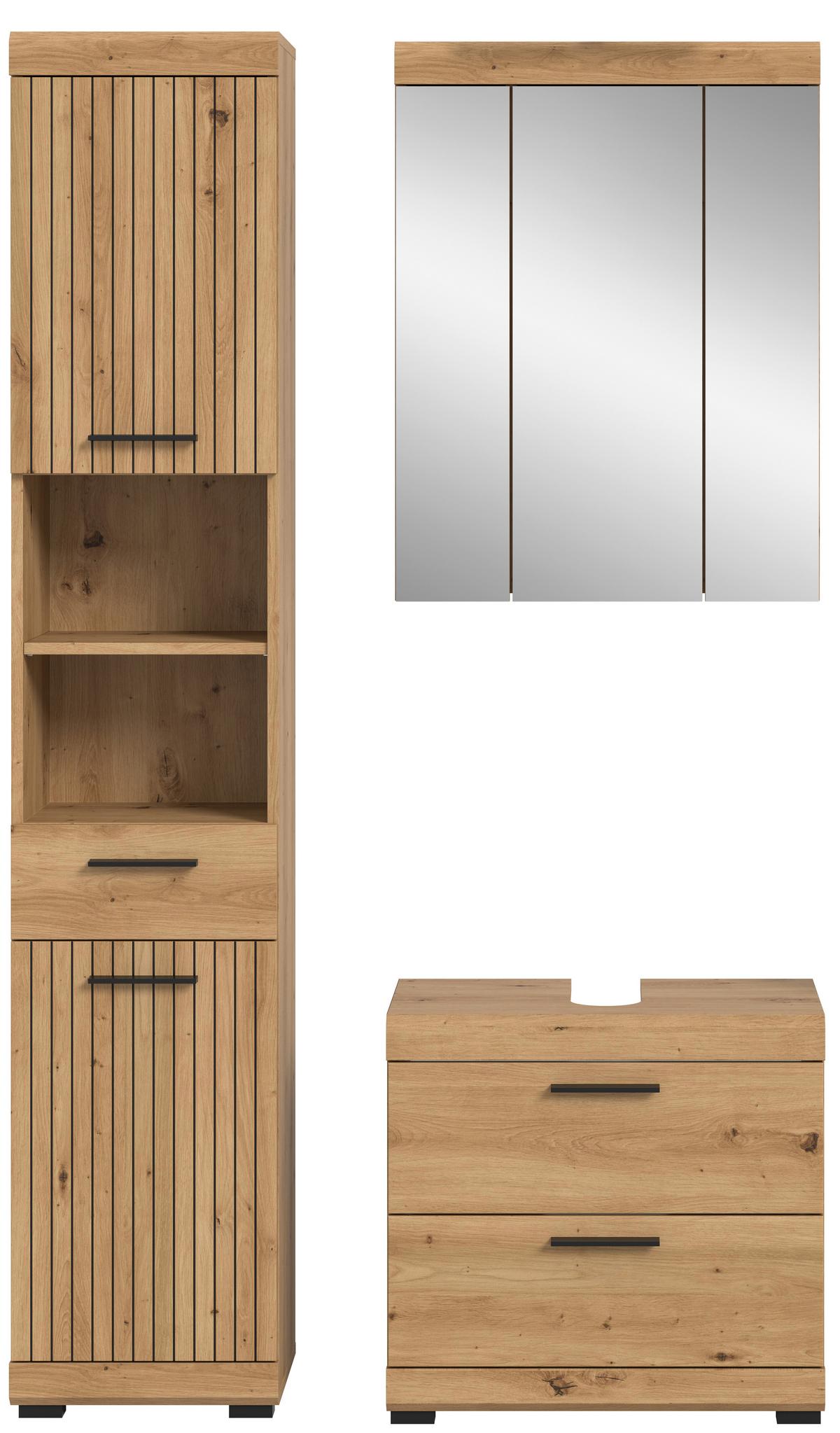 Badezimmer Scout Eiche Artisan Dekor B: 97cm - Schwarz/Eiche Artisan, Trend, Glas/Holzwerkstoff (97cm) - MID.YOU